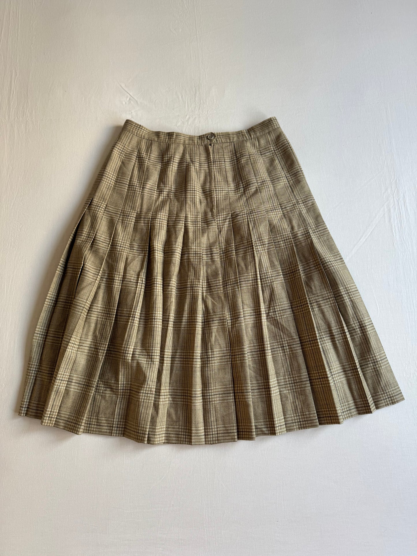 🔘 Fustă Vintage Plisată din Lână cu Model Tartan – aprox. M