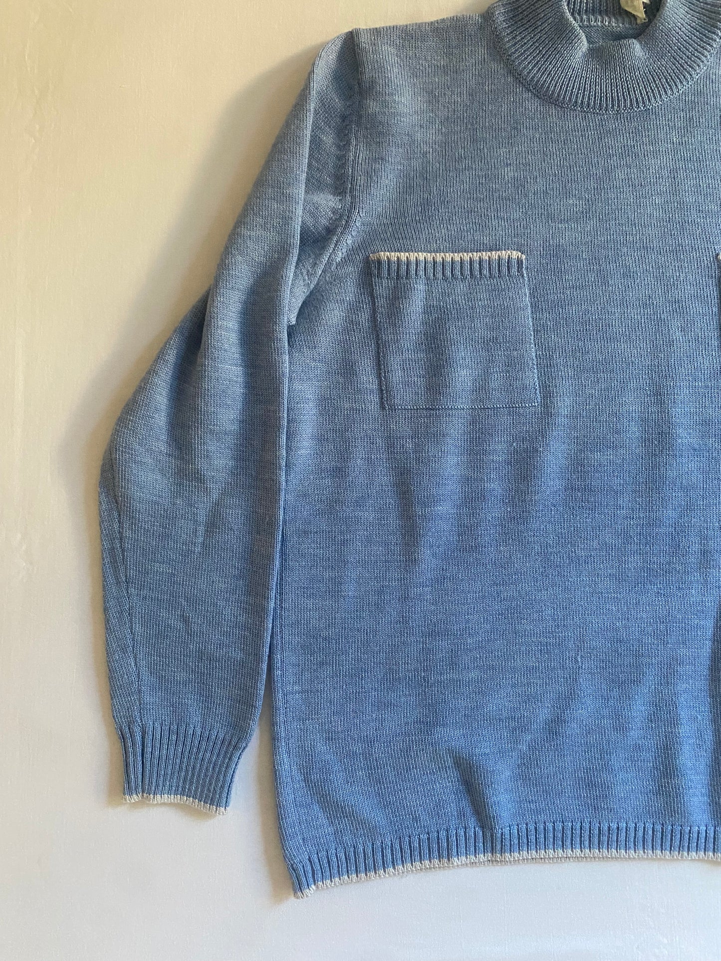 Pulover Vintage Baby Blue – 100% Lână – Made in Italy – IT 50 (EU 46)
