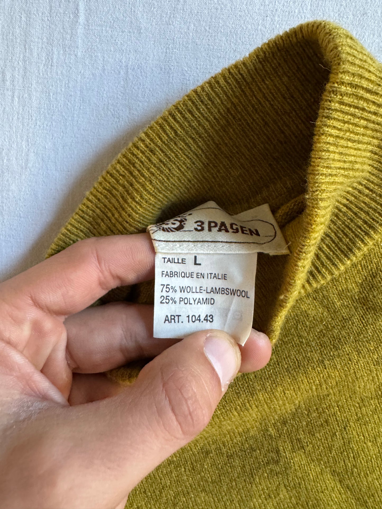 🧶 Pulover vintage mustar cu guler mocneck – mărimea L (Made in Italy)