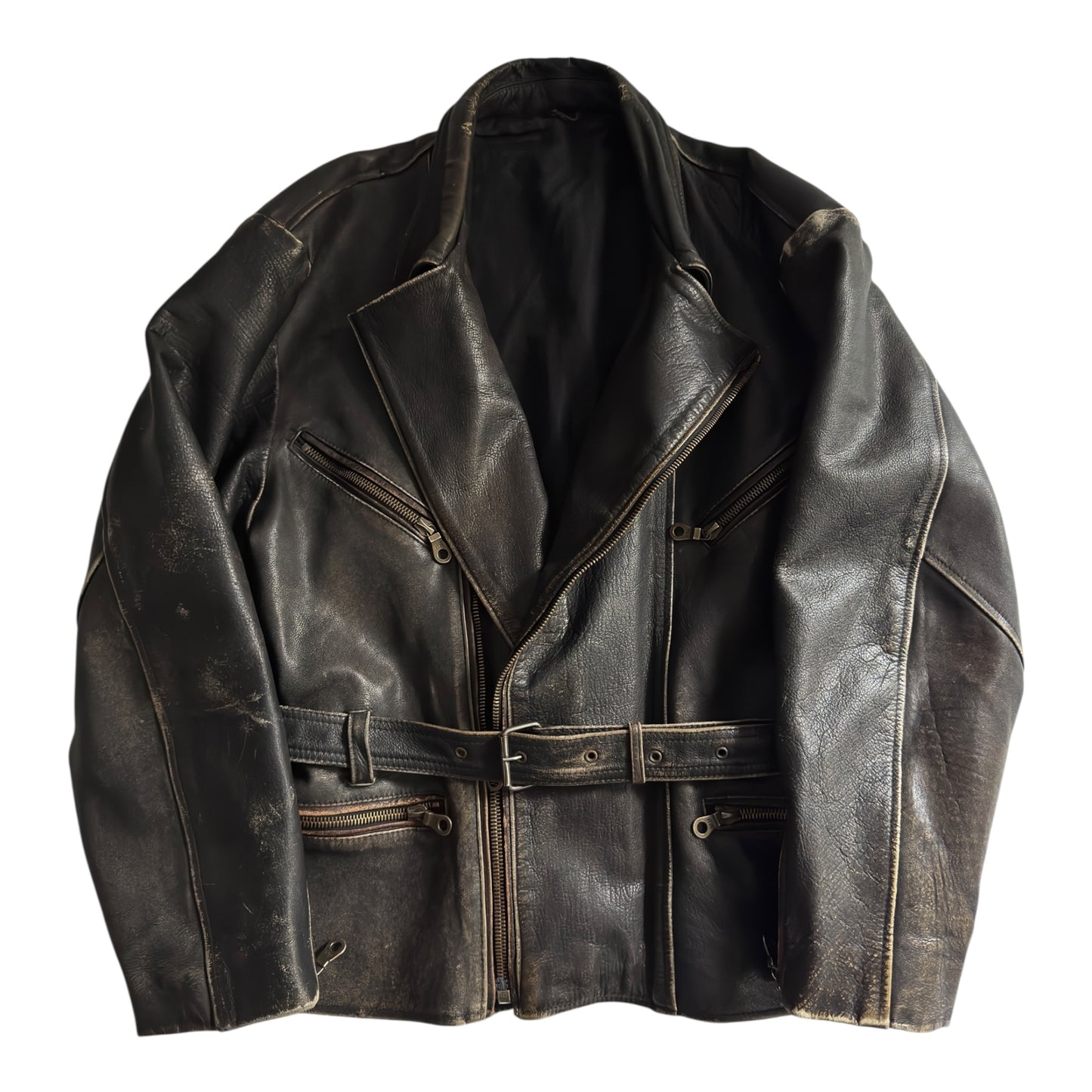 🏍️ Jachetă moto vintage din piele – mărimea L