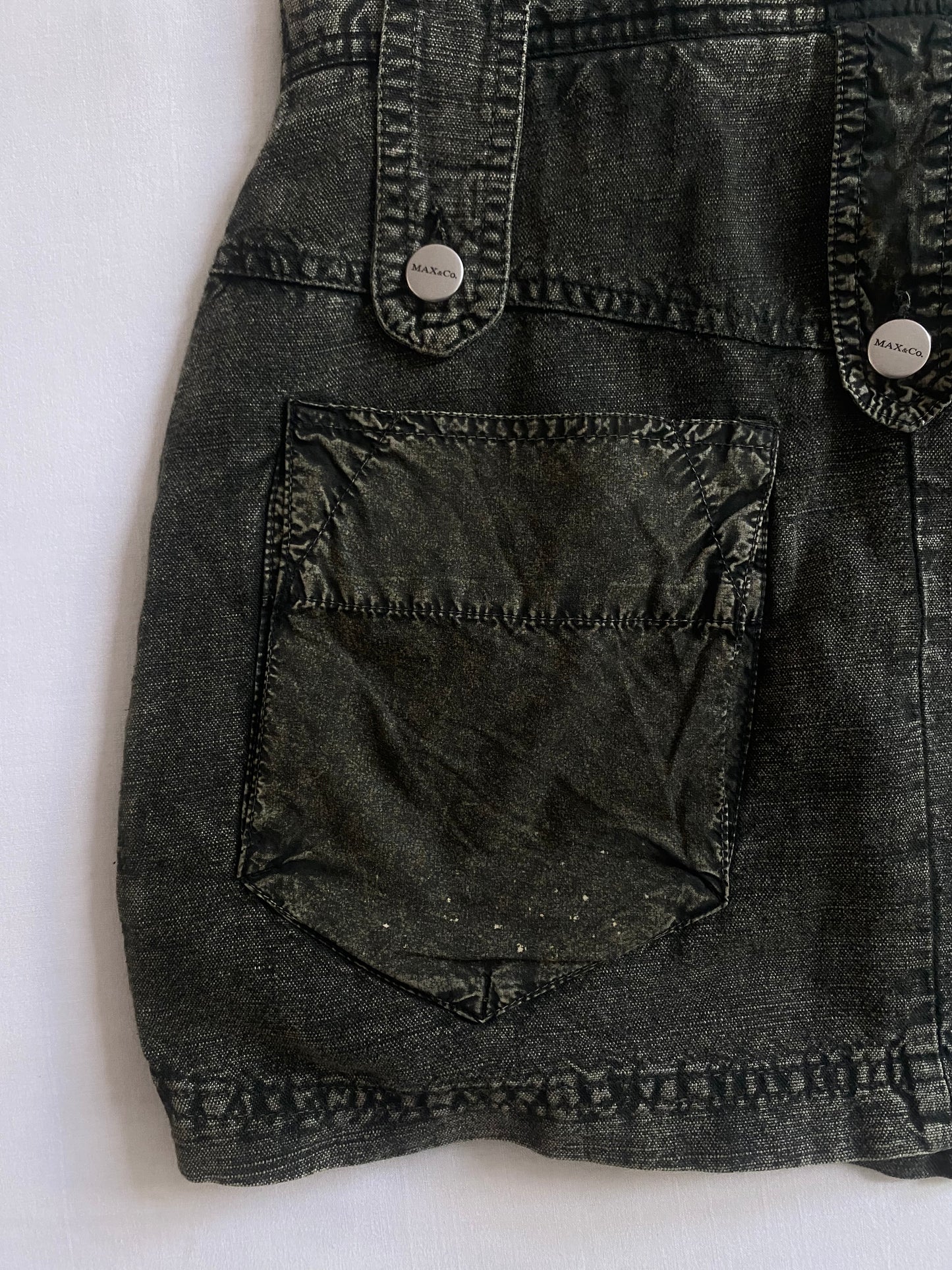 Fustă Y2K Max & Co din Bumbac și In – Verde Închis Washed – Mărime XS 🌿👗