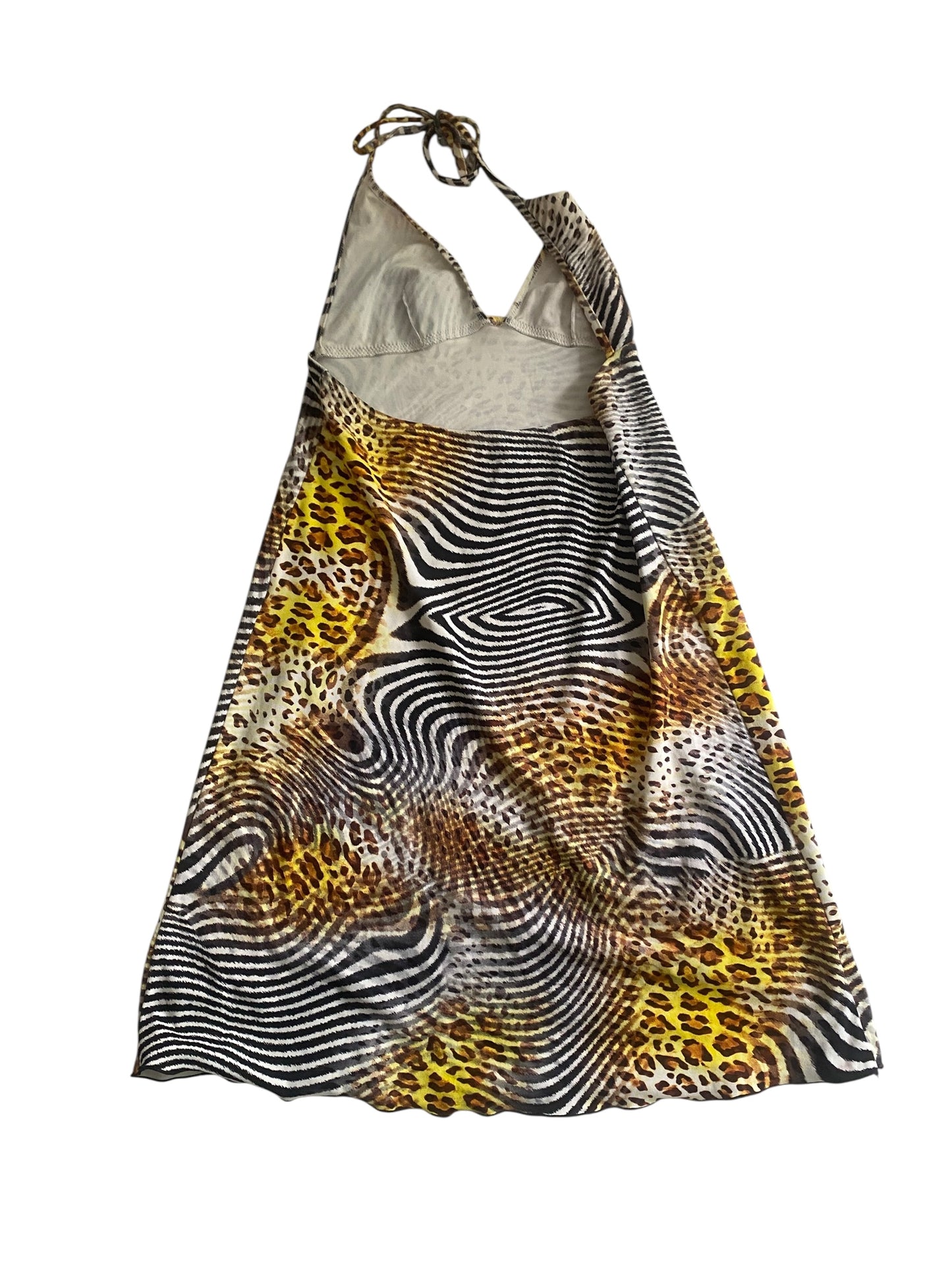 🐆 Top Animal Print Y2K din Lycra – Mărime M – Cu Legătura la Gât