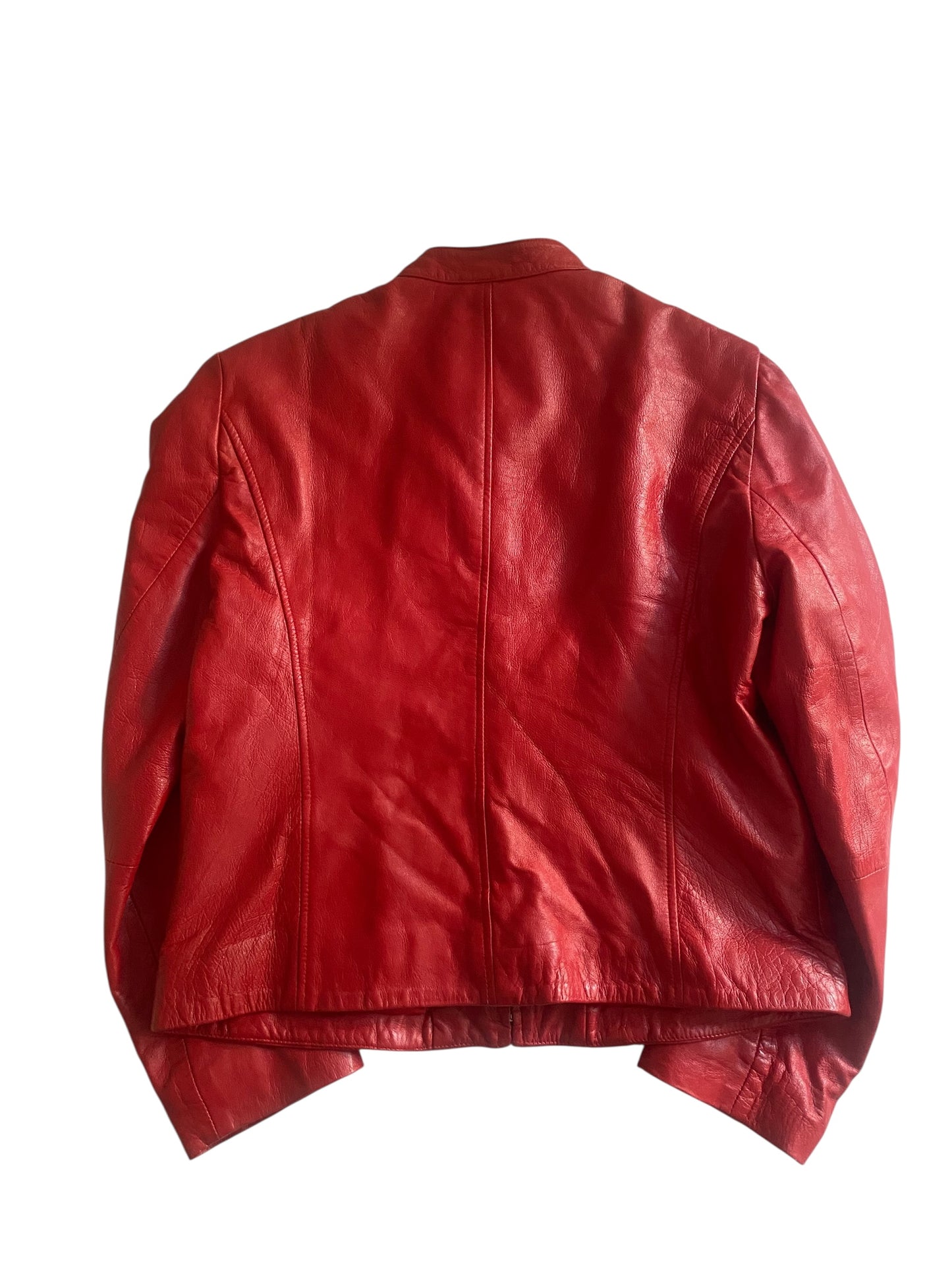 Jachetă Vintage Y2K din Piele Roșie – Mărime 44 (Femei)