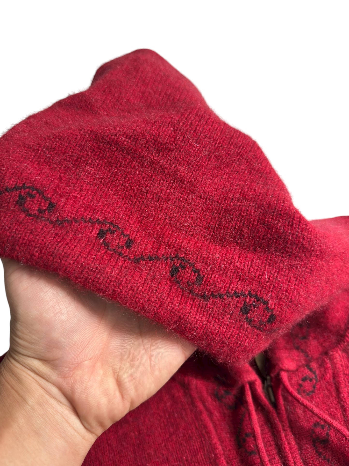 🍷 Hanorac Vintage Burgundy – Merino Wool + Possum Fur + Silk – Women’s L