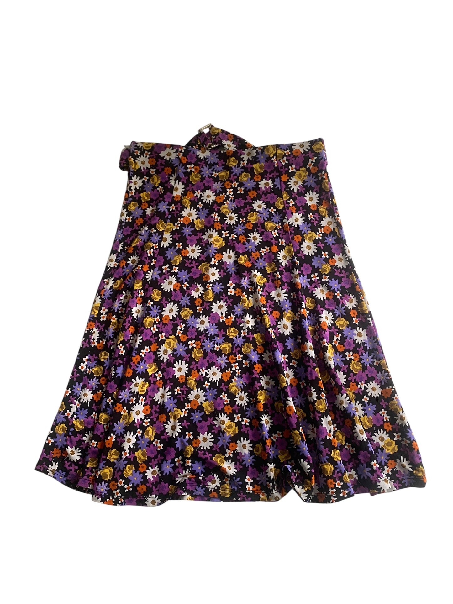 Fustă Neagră Imprimată Floral – Mărime S 🌿🖤