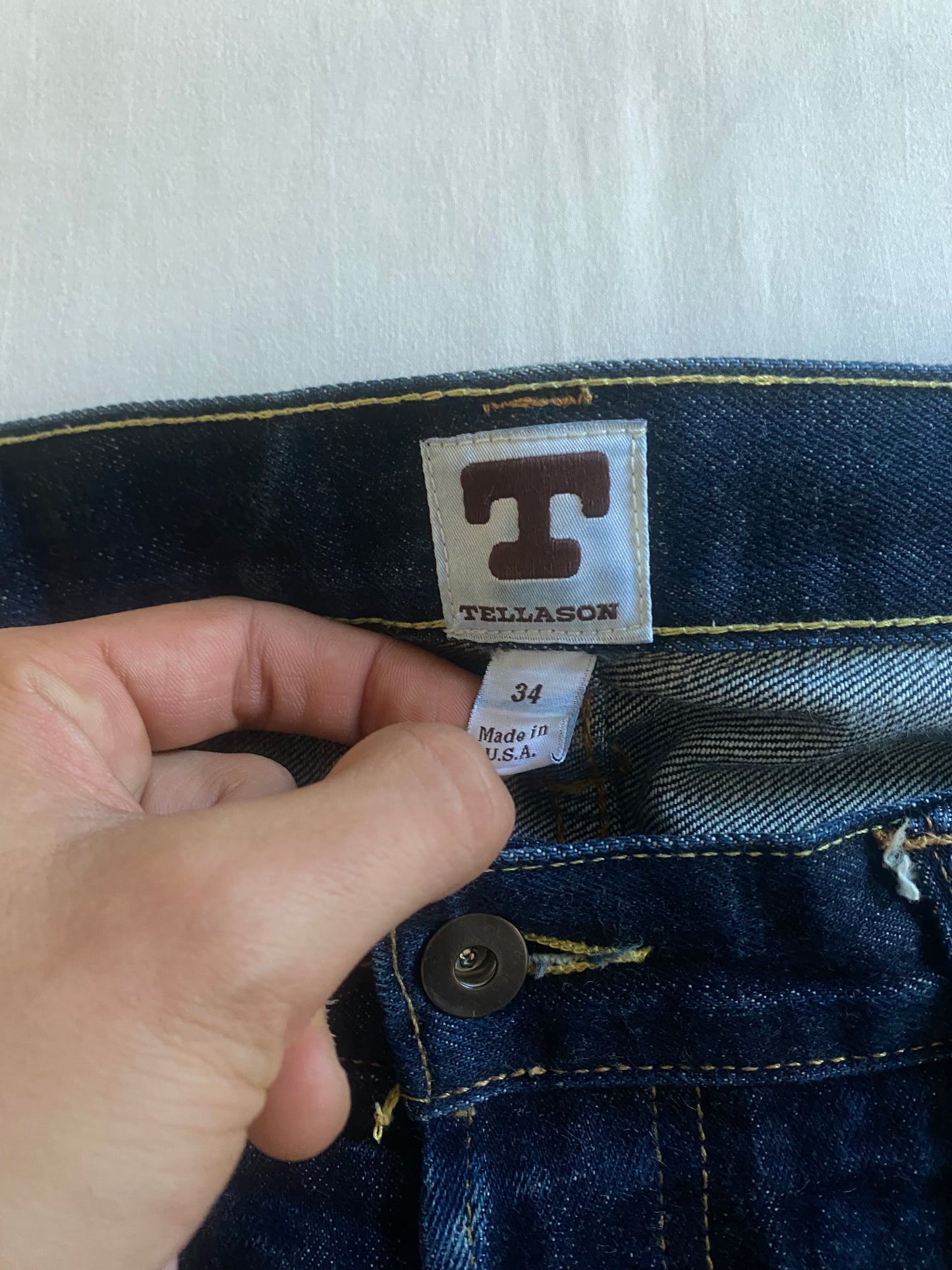 👖 Jeanși Tellason – Raw Selvedge Denim – Slim Straight – W34 – Made in USA