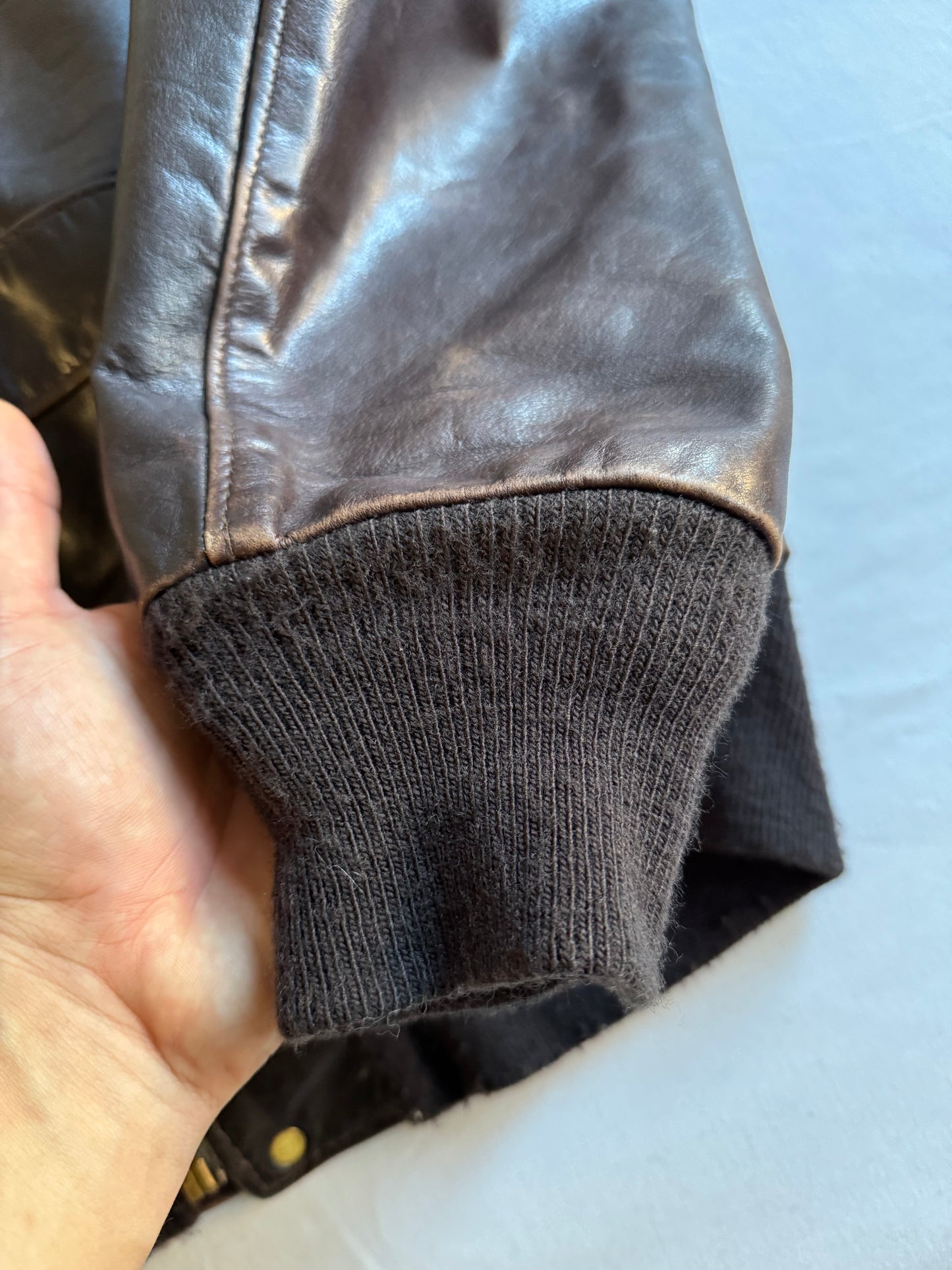 ✈️ Geacă de piele Schott NYC 184SM A-2 maro, bărbați L – piele de vacă autentică, Made in USA 🇺🇸