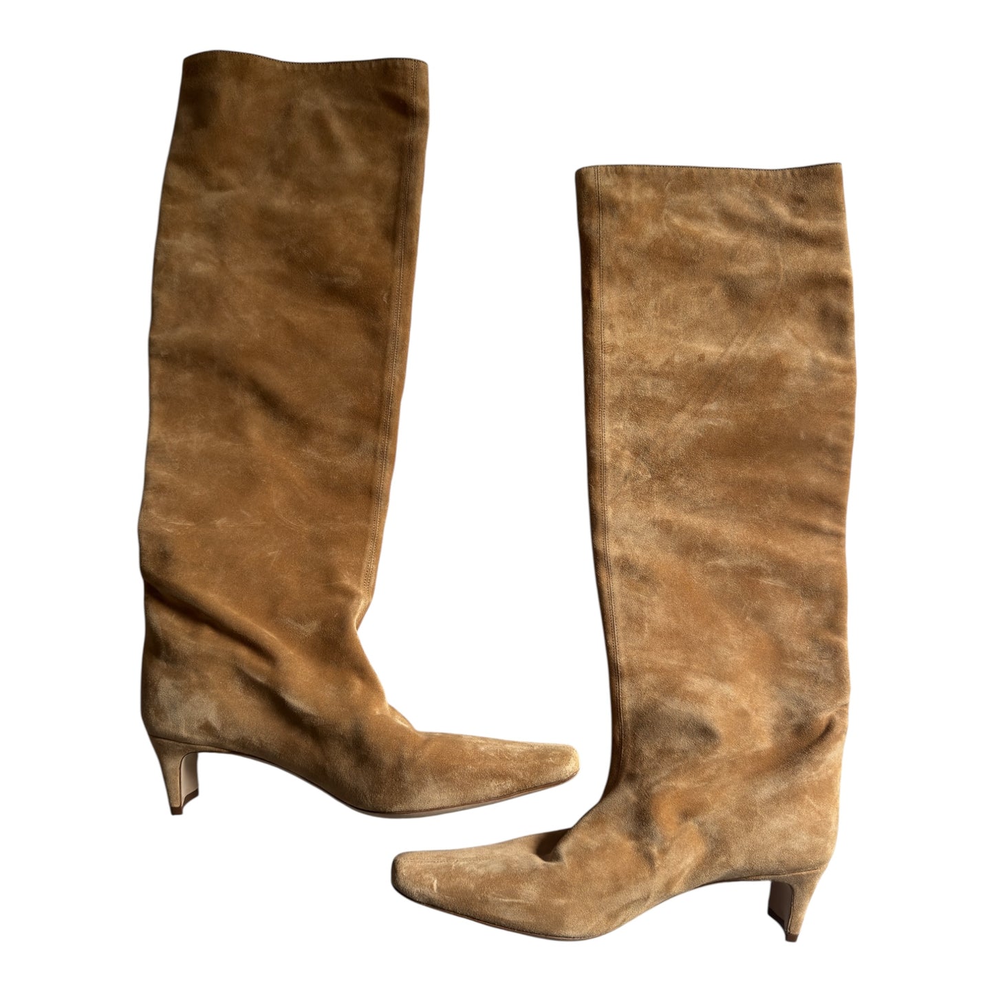 👢 Staud Wally Suede Knee-High Tan Boots – Size 39 – Made in Portugal