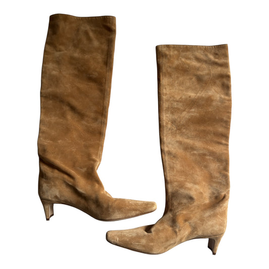 👢 Staud Wally Suede Knee-High Tan Boots – Size 39 – Made in Portugal