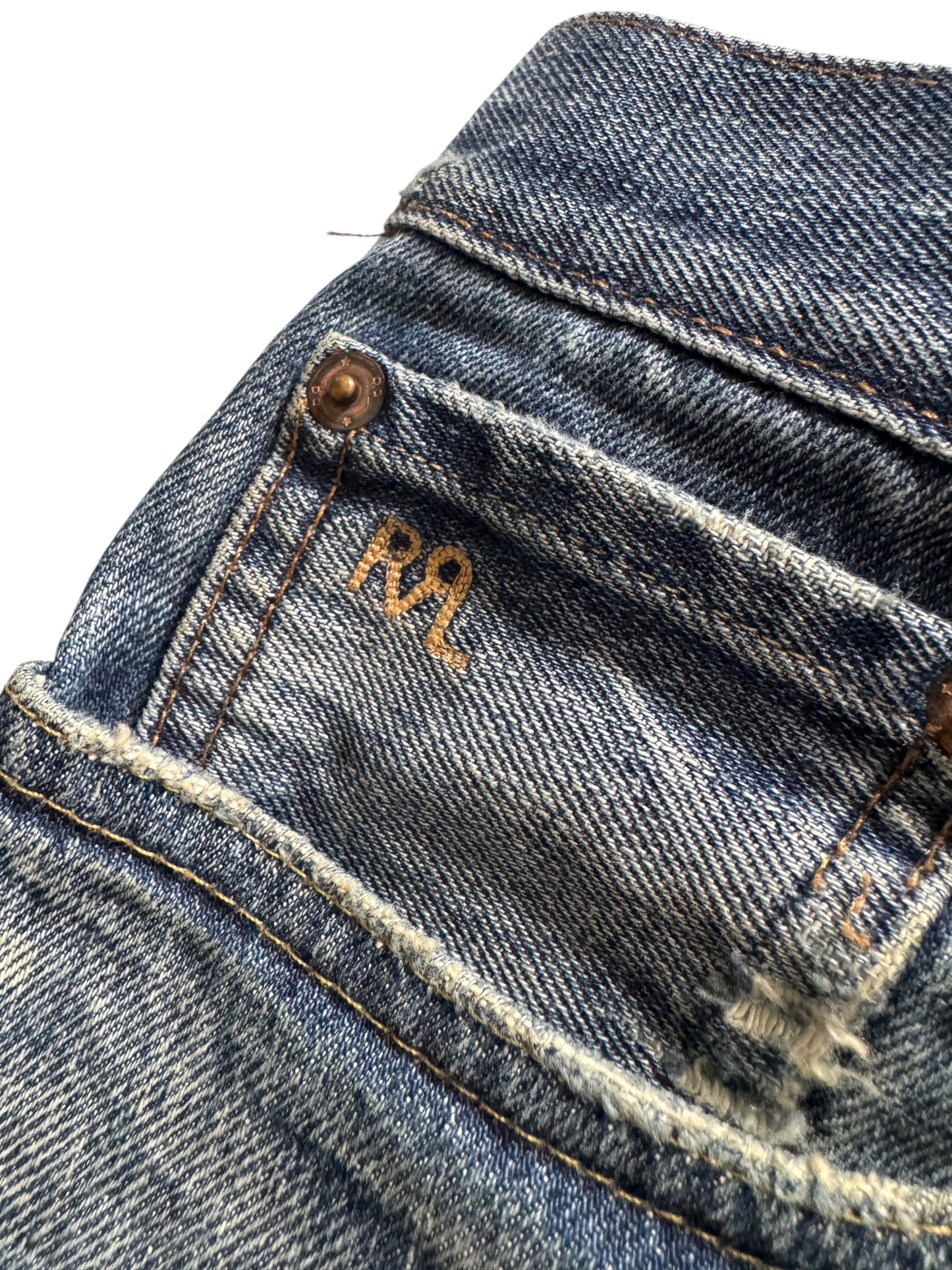 🪡 Ralph Lauren Double RL Slim Patchwork Jeans – W31 x L32 – Made in Mexico