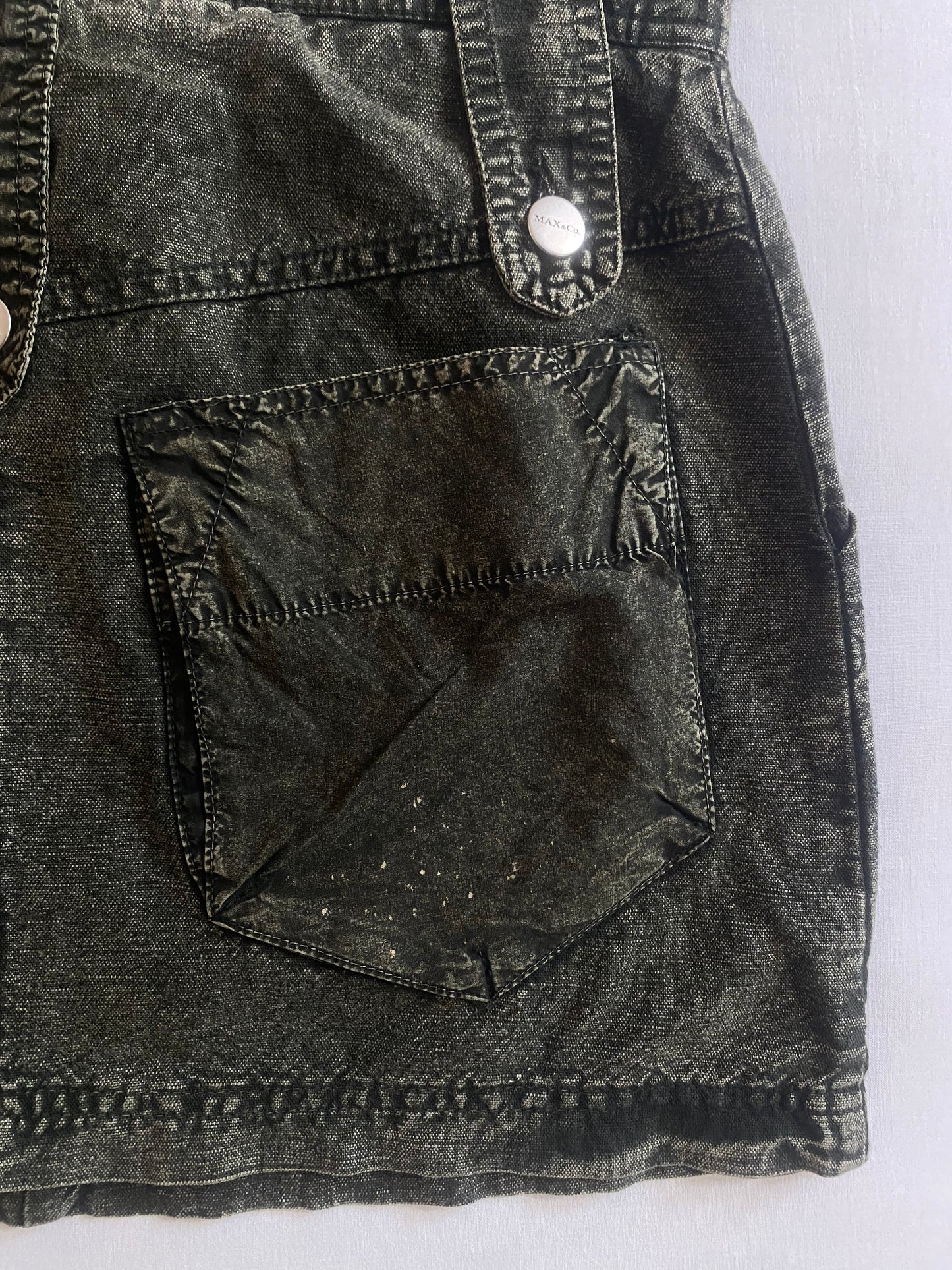 Fustă Y2K Max & Co din Bumbac și In – Verde Închis Washed – Mărime XS 🌿👗