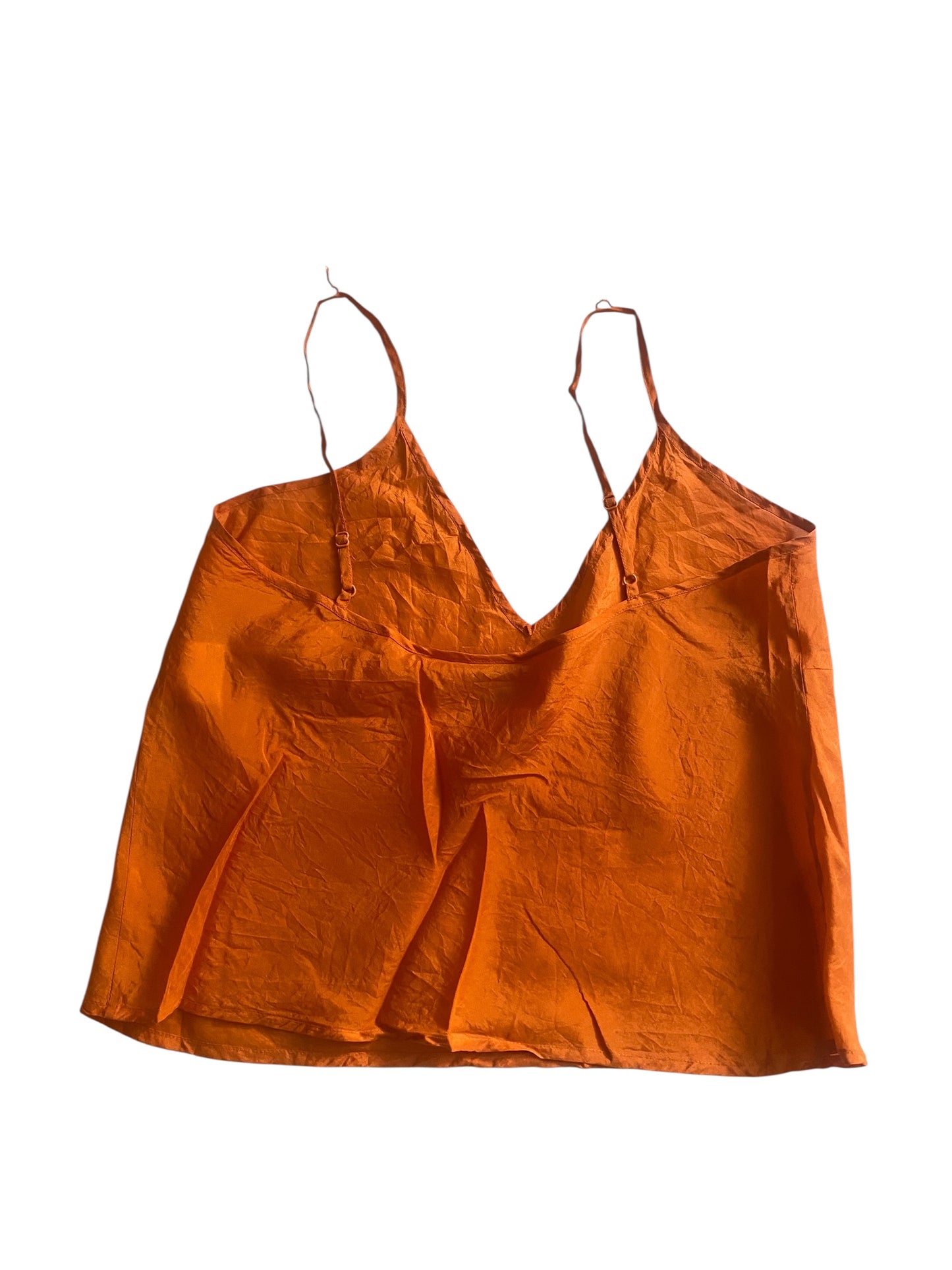 🍊 Top Y2K din Mătase Portocalie – Femei M – Made in Italy