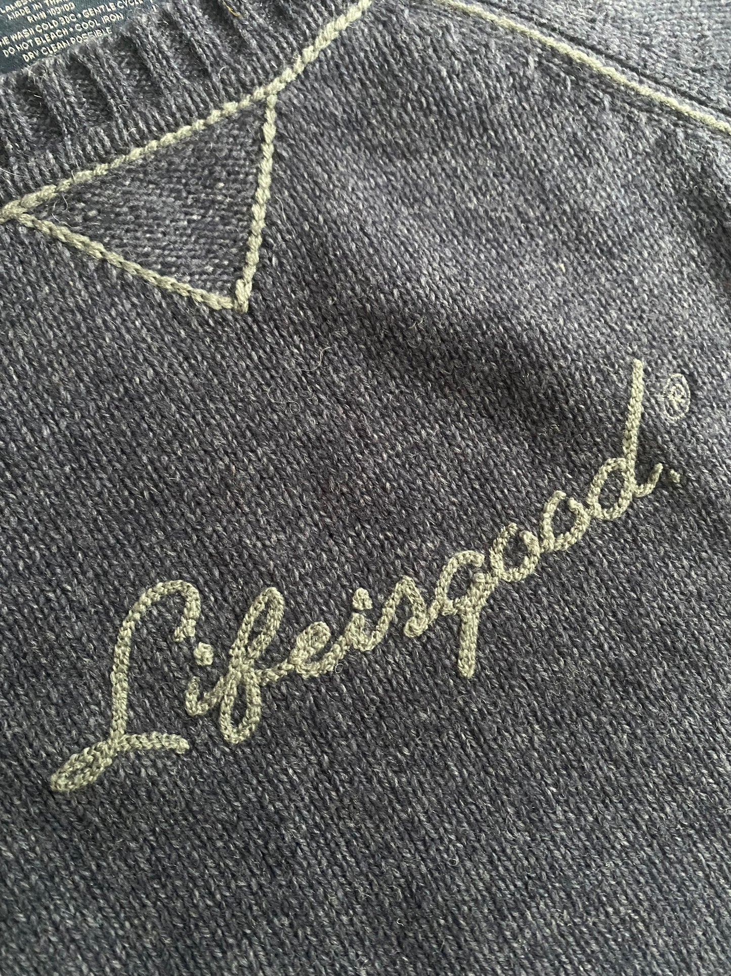 🐑 Pulover Lifeisgood – Light Navy – 80% Lambswool – Men’s L