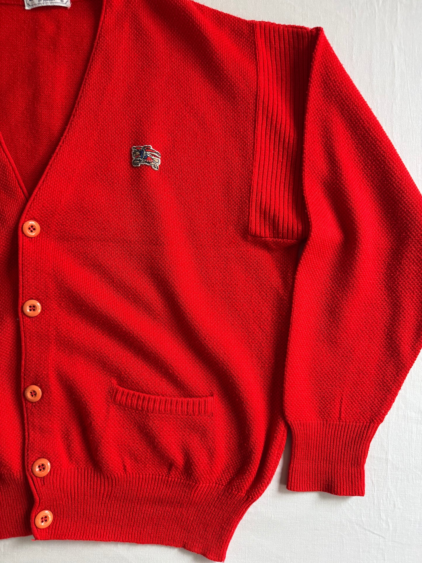 🍒 Cardigan Vintage Burberry Roșu – Mărimea L