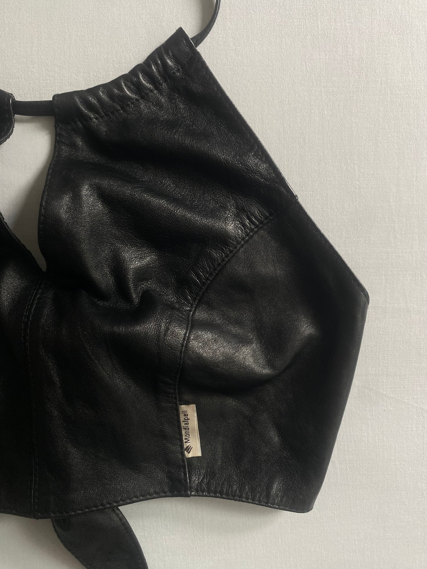 🖤 Top Y2K din Piele Naturală – Wrap Around – Mărime M – Made in Italy