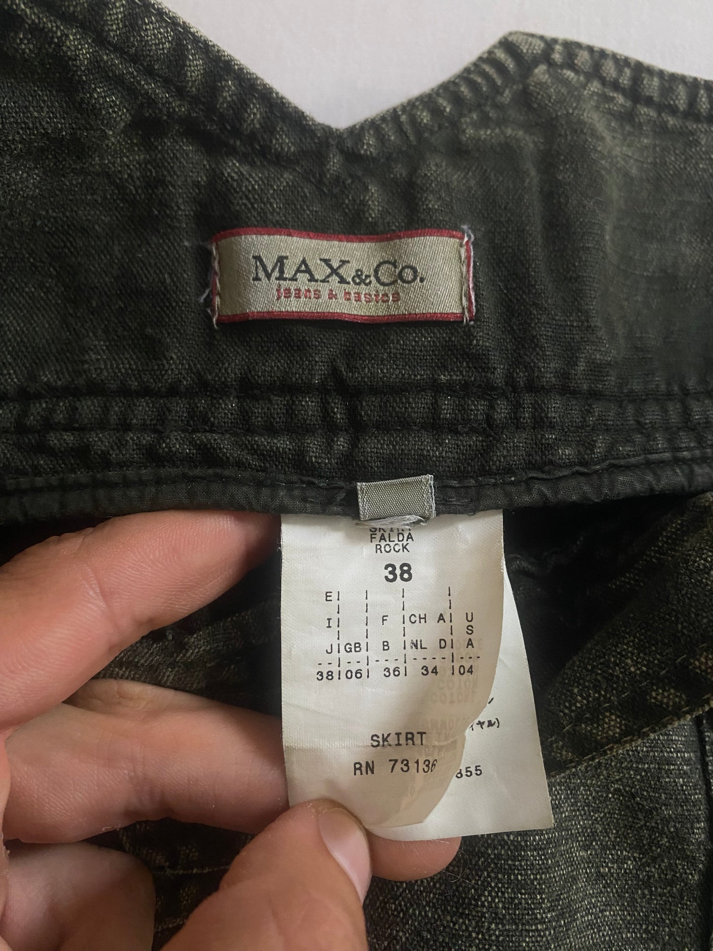 Fustă Y2K Max & Co din Bumbac și In – Verde Închis Washed – Mărime XS 🌿👗