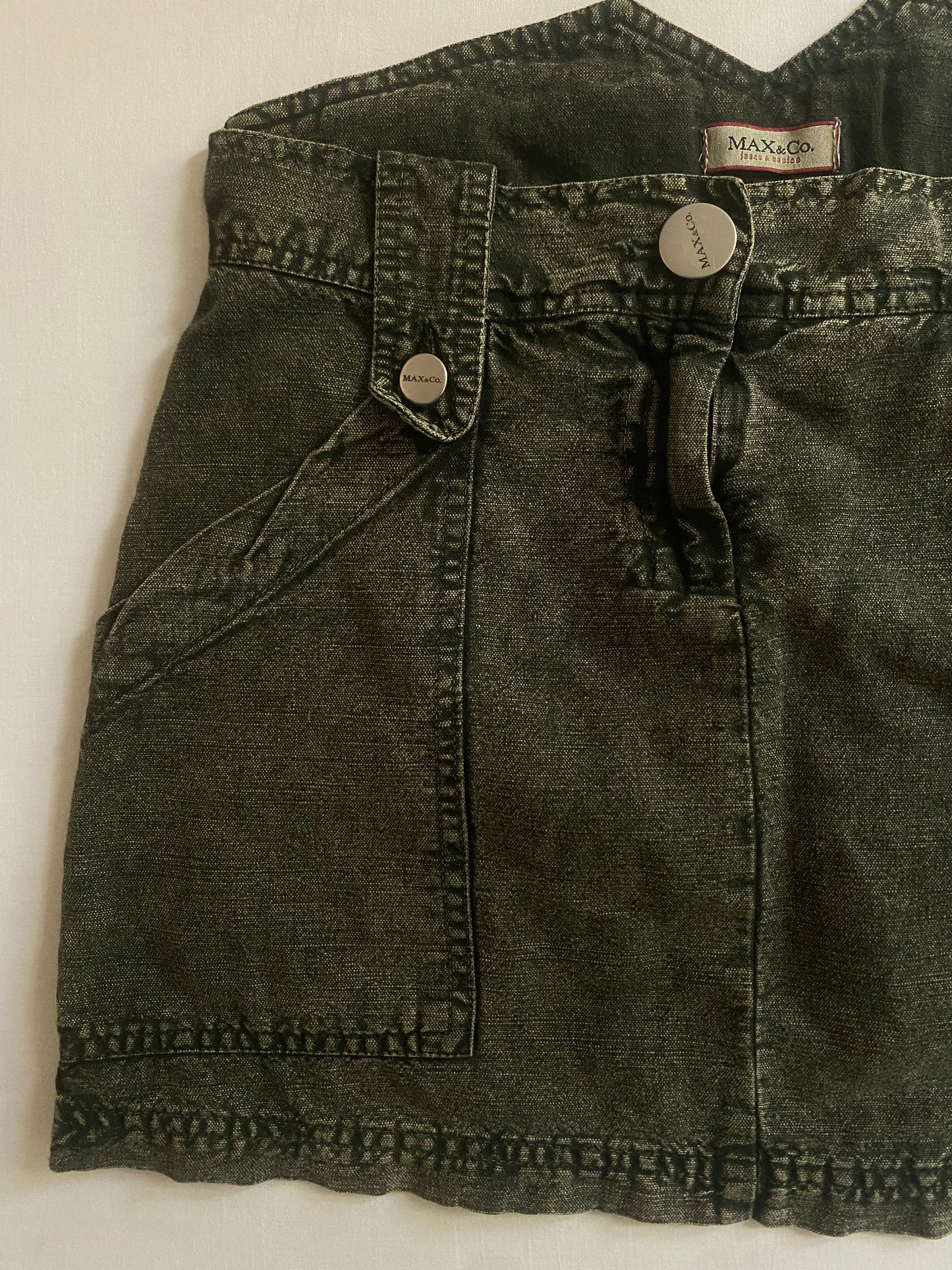 Fustă Y2K Max & Co din Bumbac și In – Verde Închis Washed – Mărime XS 🌿👗