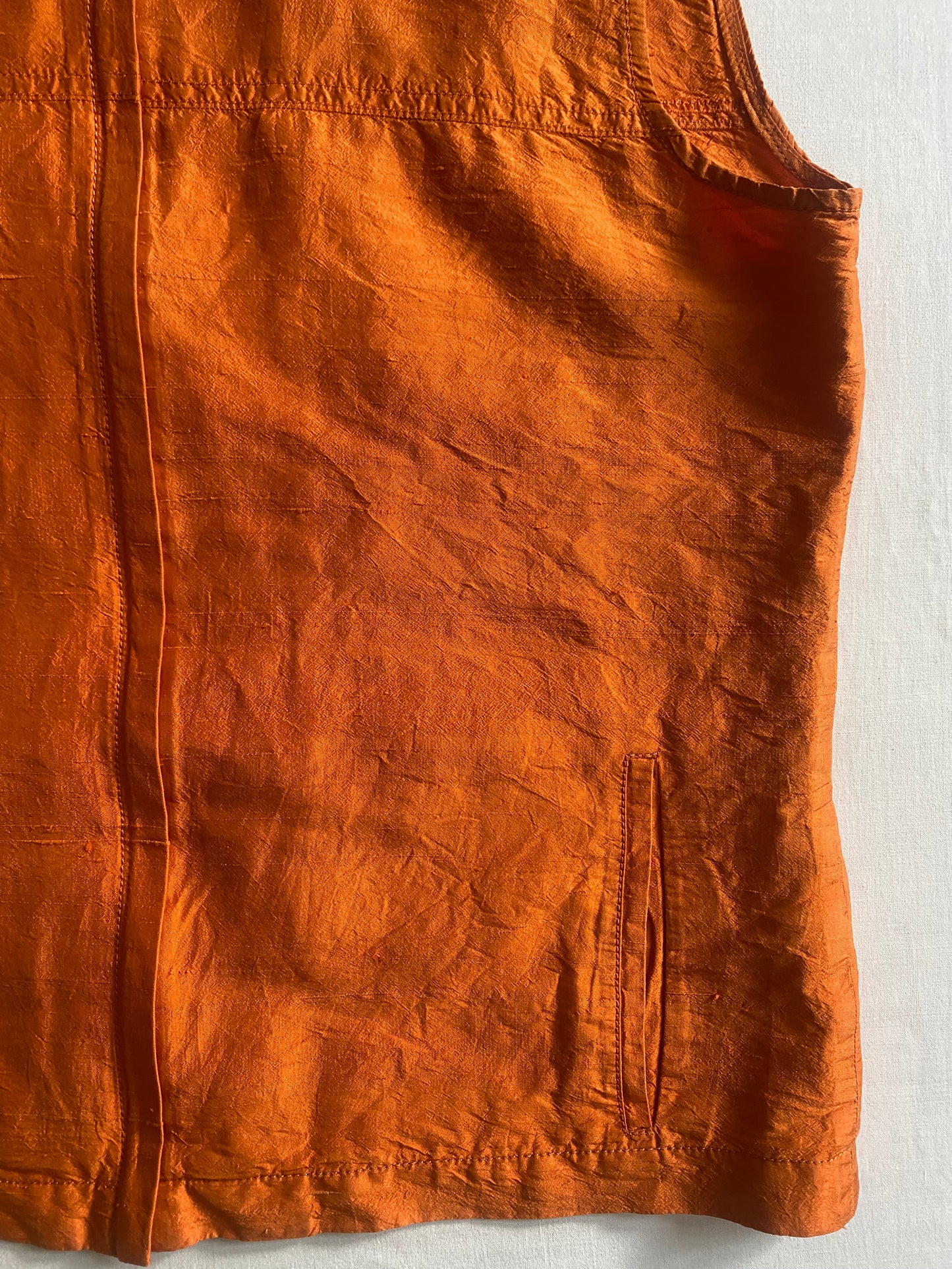 🍊 Top/Vest Y2K din Mătase Portocalie – Femei S/M – Made in Italy, Stil Archive
