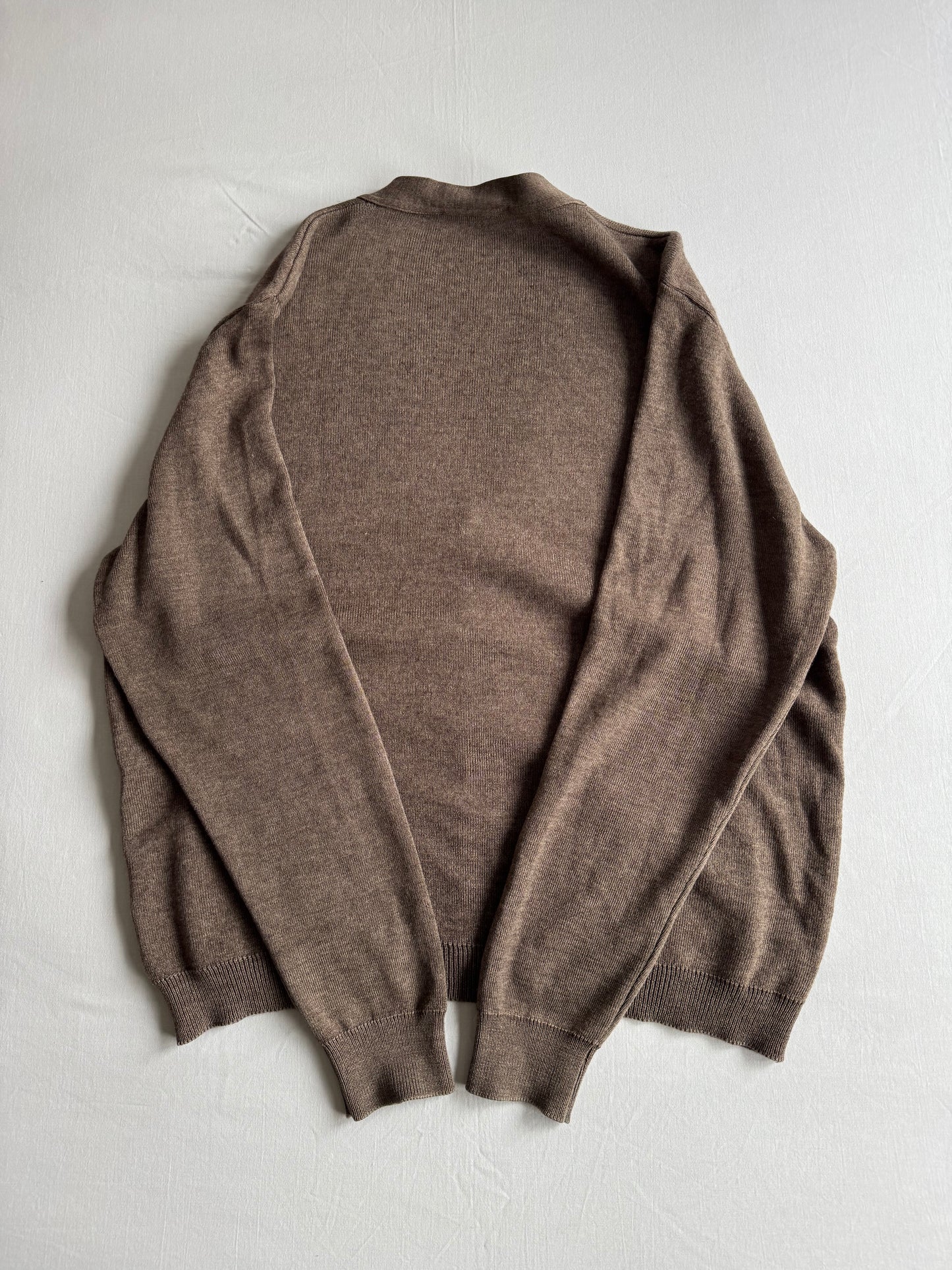 🧶 Cardigan Vintage Maro Oatmeal din Blend Lână Merino – L (50)