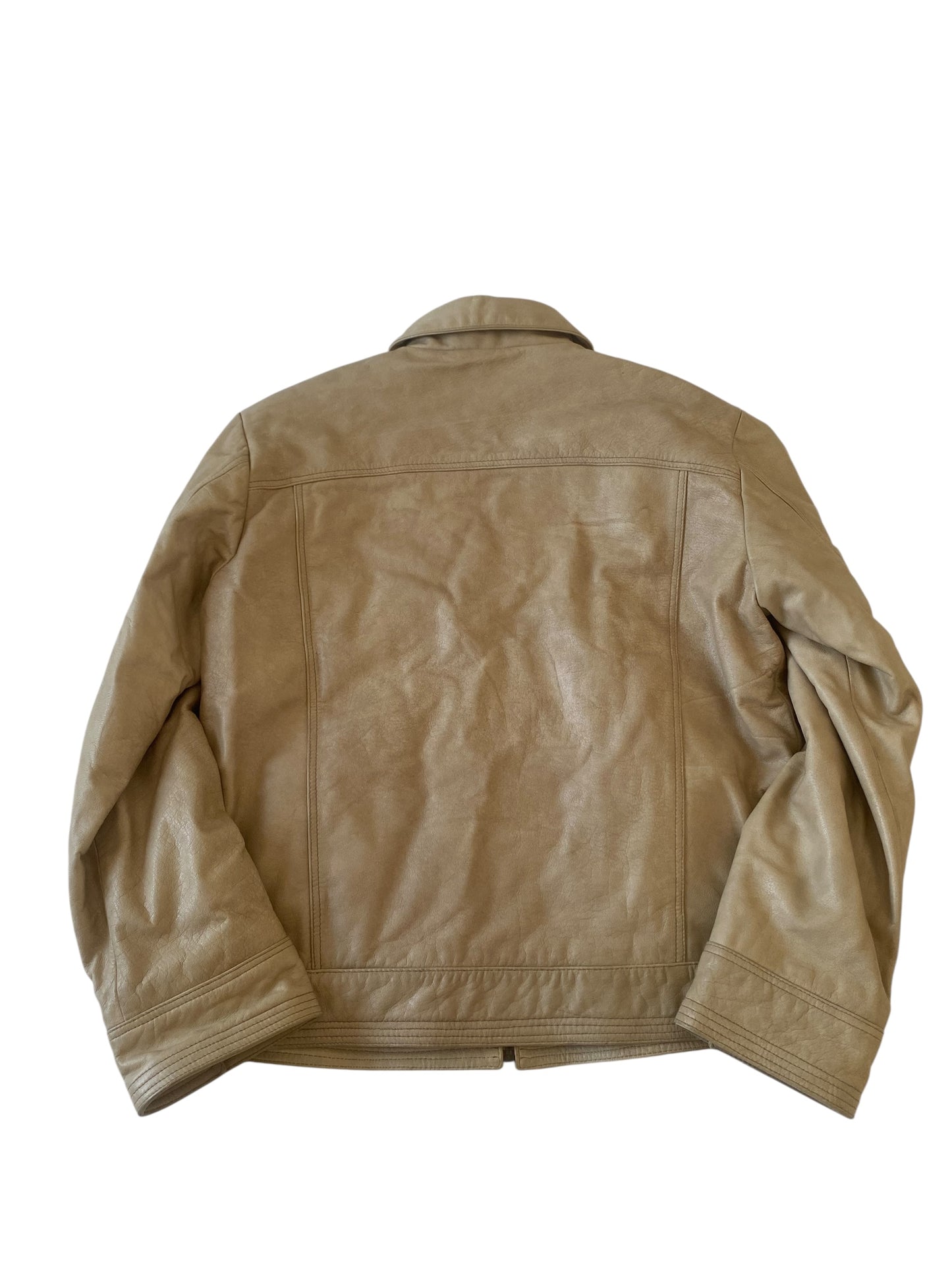 Geacă vintage din piele crem – Mărimea XL – Bărbați – Anii ’90