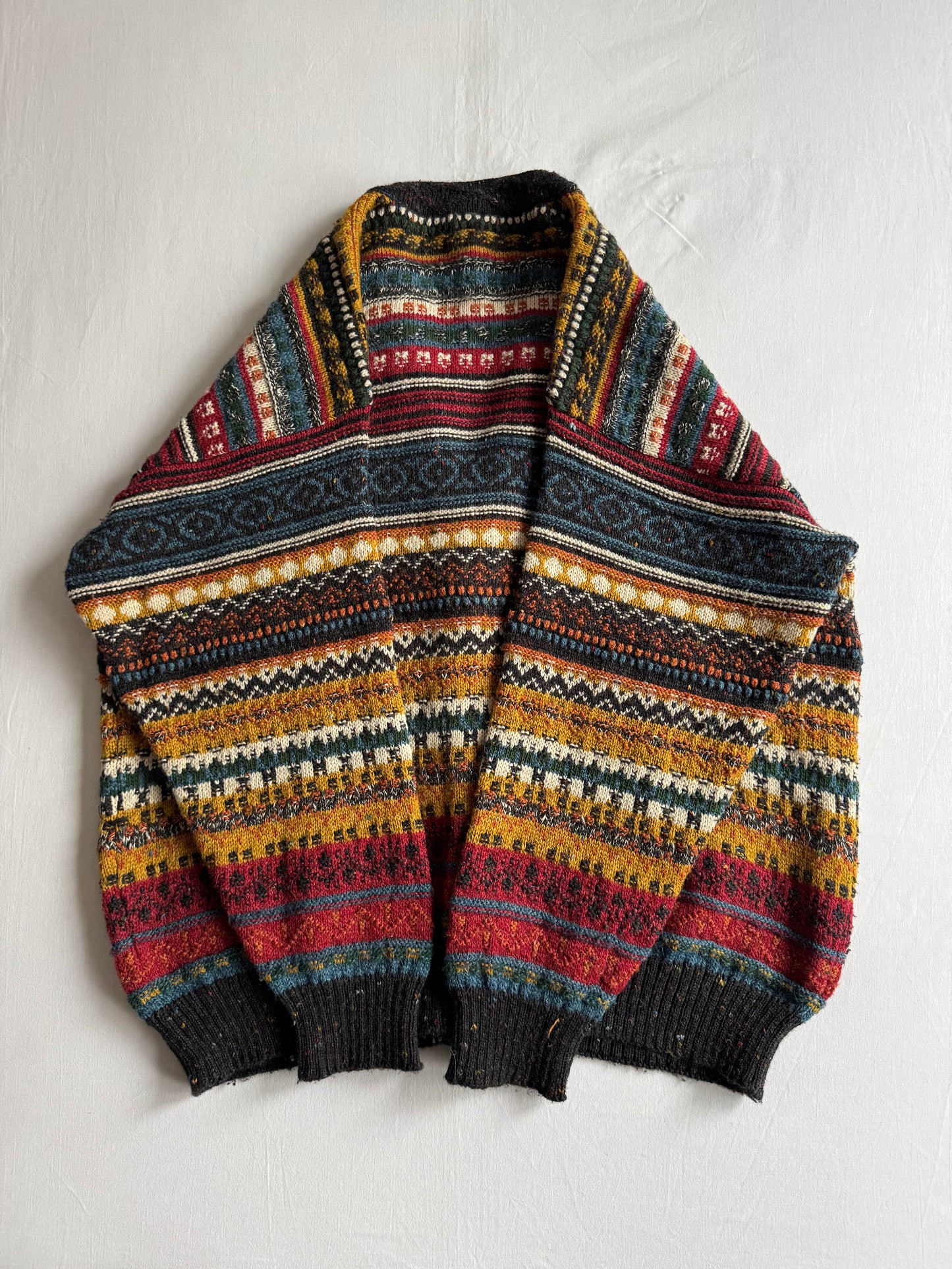🧶 Cardigan Vintage Bărbați cu Model Etnic din Lână – L (50)