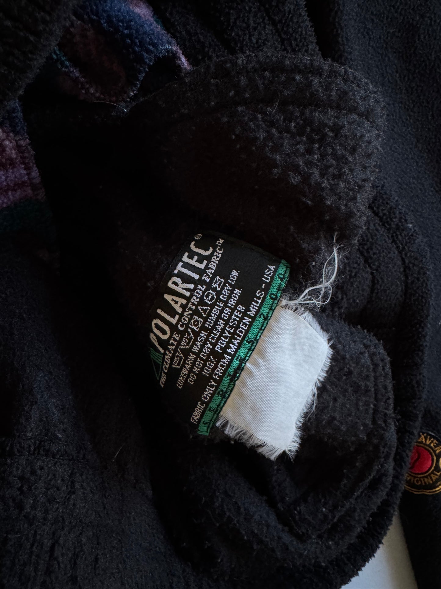 🦊 Fleece vintage Fjällräven cu imprimeu abstract – mărimea XL