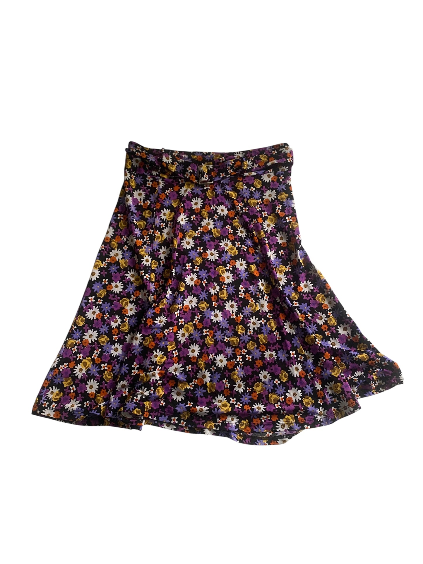 Fustă Neagră Imprimată Floral – Mărime S 🌿🖤