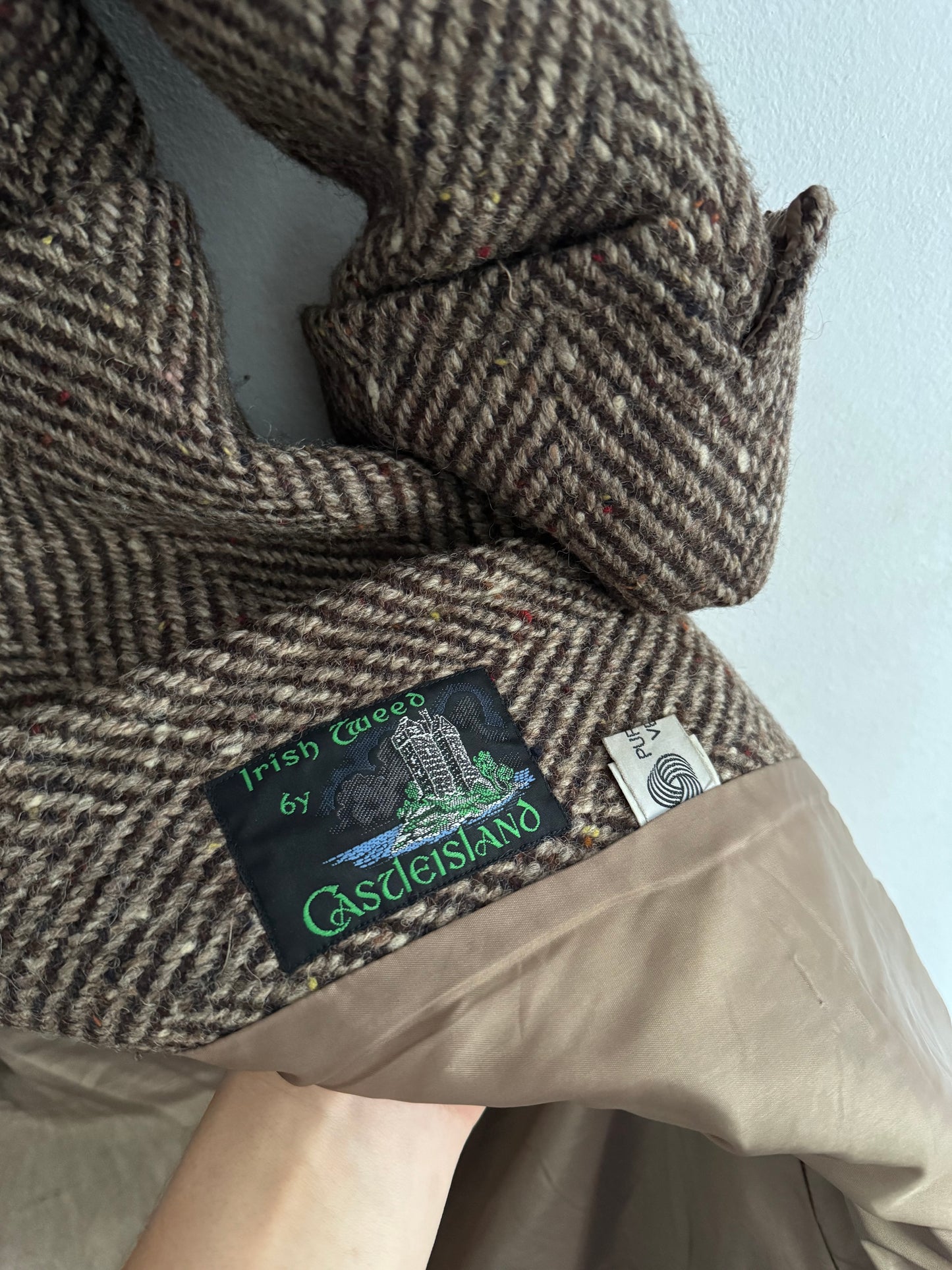 🧥 Palton Vintage Damă din Tweed Irlandez din Lână – IT 42 (S / M Femei)