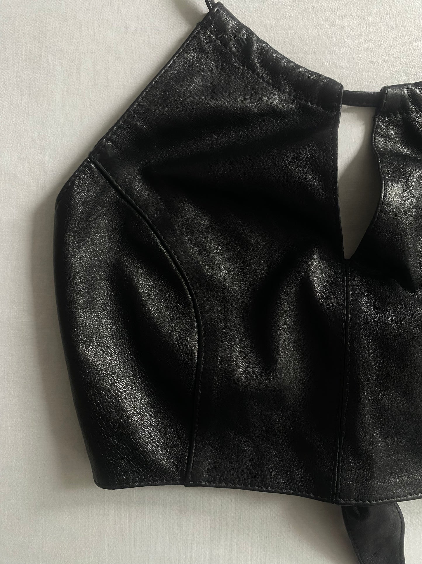 🖤 Top Y2K din Piele Naturală – Wrap Around – Mărime M – Made in Italy