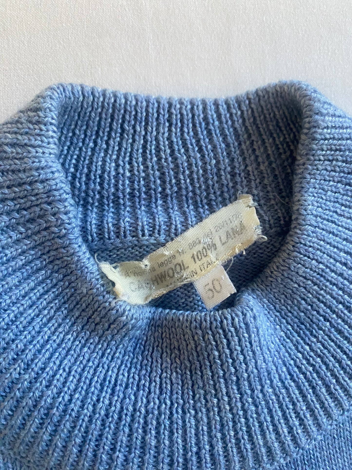 Pulover Vintage Baby Blue – 100% Lână – Made in Italy – IT 50 (EU 46)