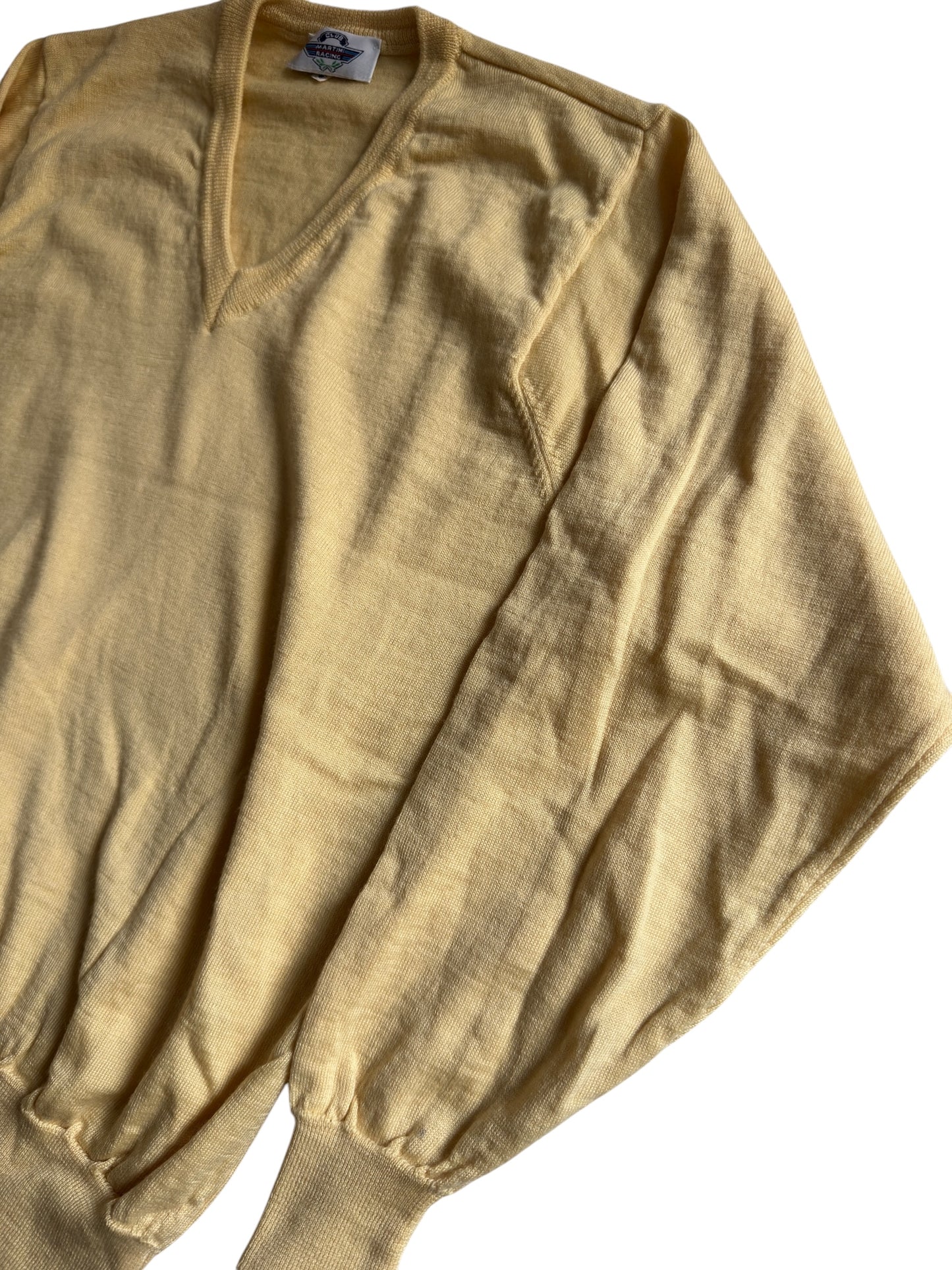 🏁 🍋 Pulover Vintage Martini Racing – Yellow V-Neck – 100% Merino Superfine – Made in Italy – Men’s S