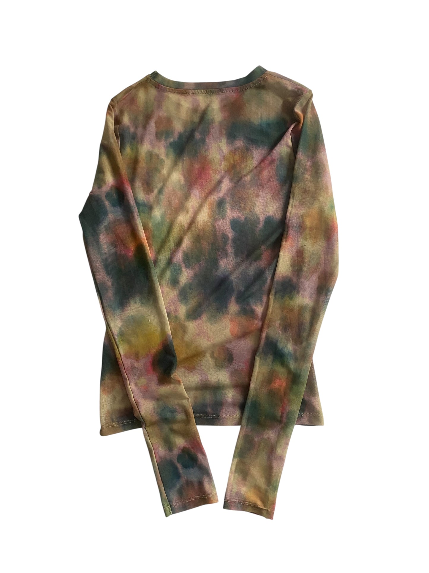 🌟 Top Y2K cu Mâneci Lungi, din Mesh Transparent – Mărime S