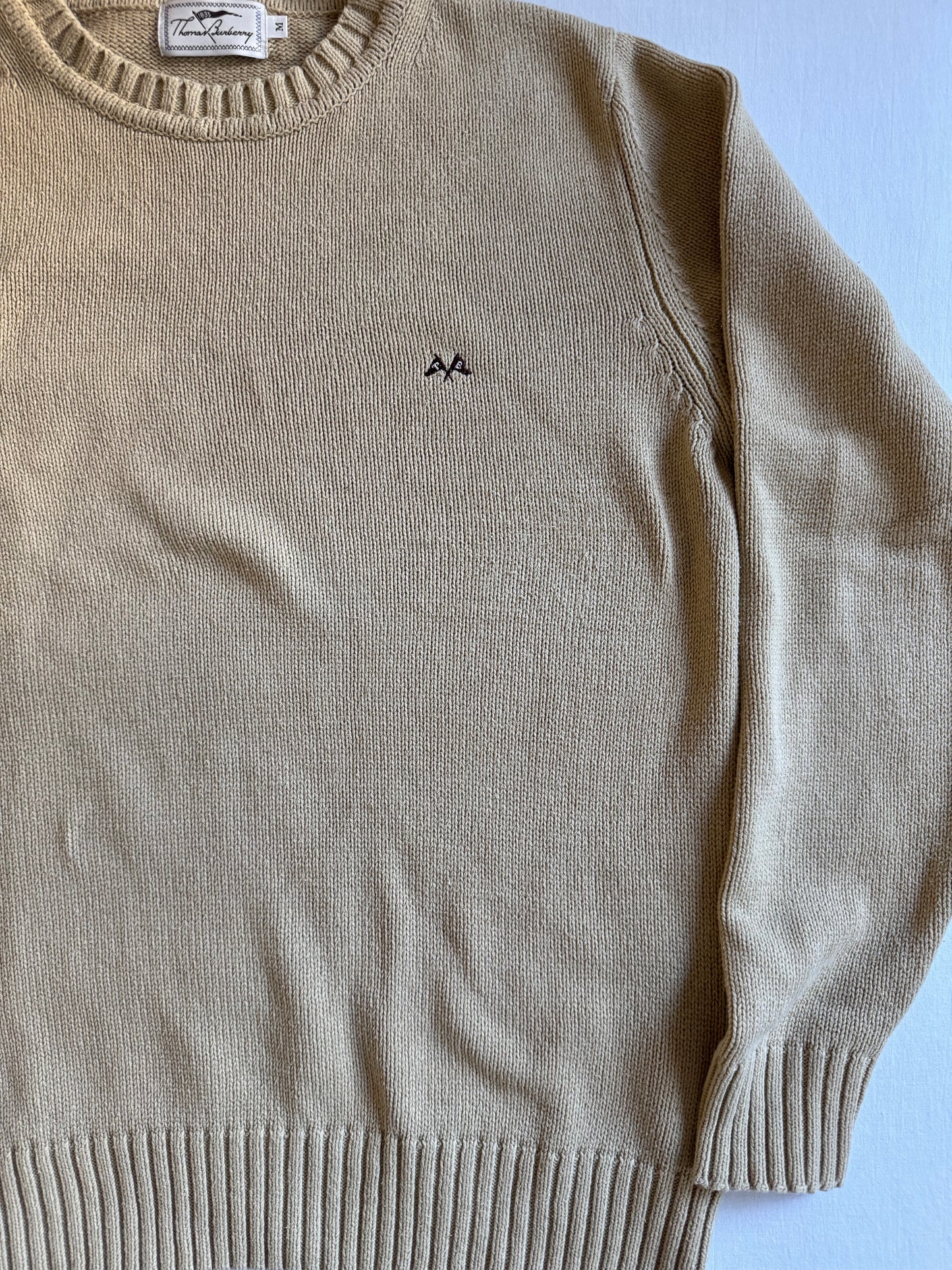 🧶 Pulover vintage Thomas Burberry – crem – Made in Spain – mărimea M