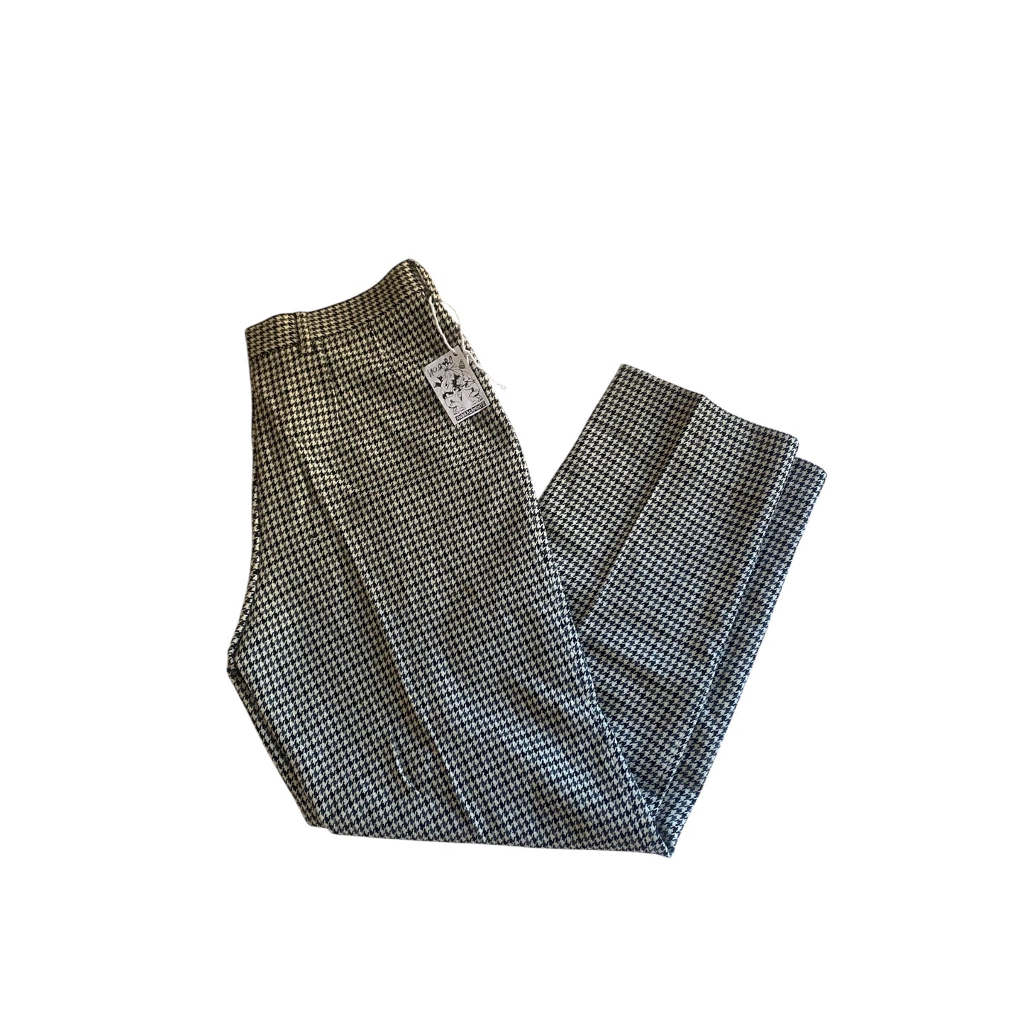 🦓 Pantaloni Vintage – Houndstooth Pattern – 100% Lână – IT 46 (EU 42) – Made in Italy