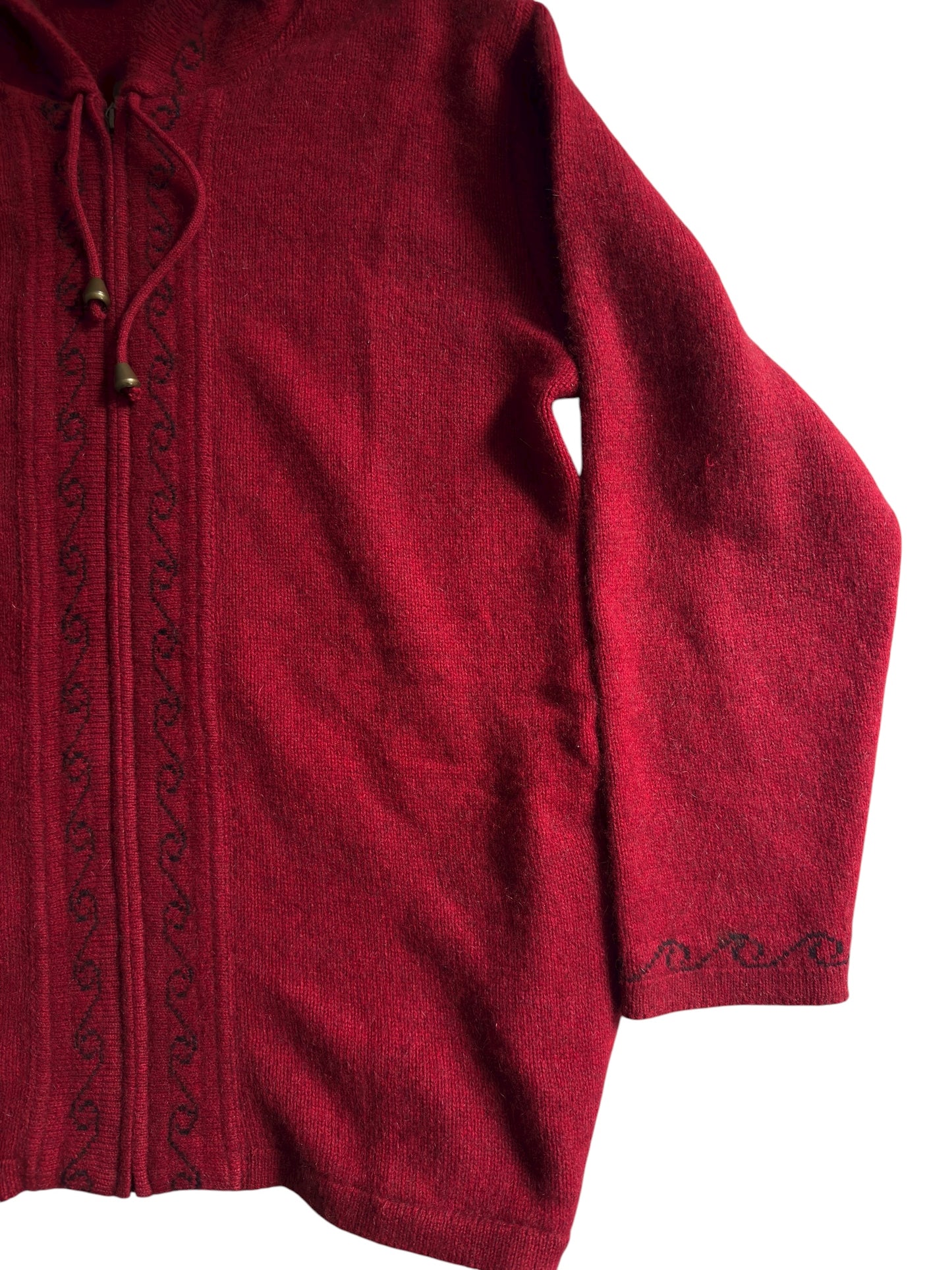 🍷 Hanorac Vintage Burgundy – Merino Wool + Possum Fur + Silk – Women’s L