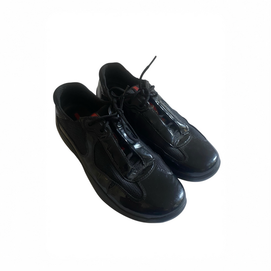 ⛵️ Sneakers Vintage Prada – America’s Cup – Piele Lăcuită Neagră – Mărime 37