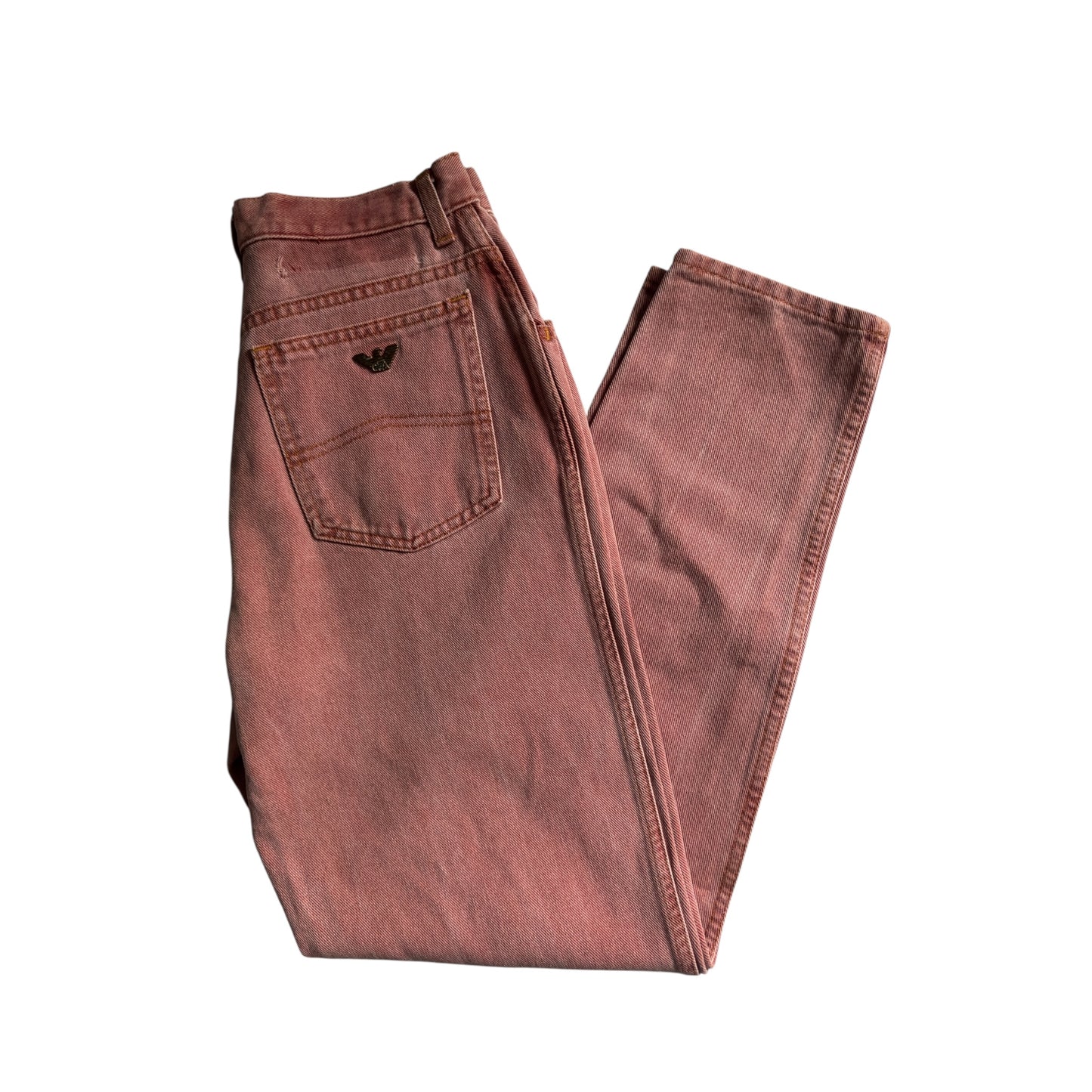 🧱 Jeans Vintage Armani – 80’s – Burnt Brick Red – US 30 / EU 40