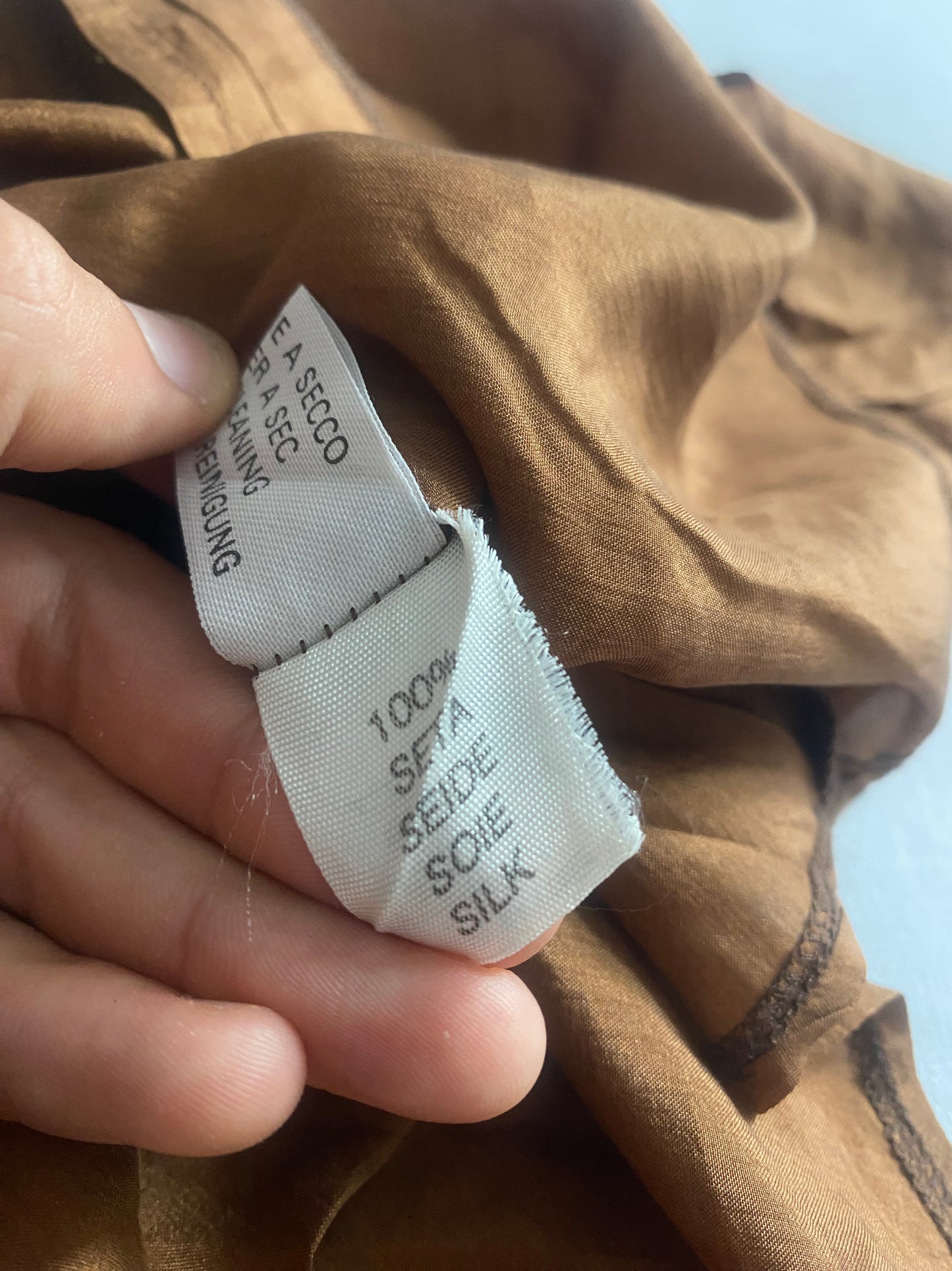🤎 Cămașă Vintage Structurată din Mătase Maro – Mărime M – 100% Mătase Naturală