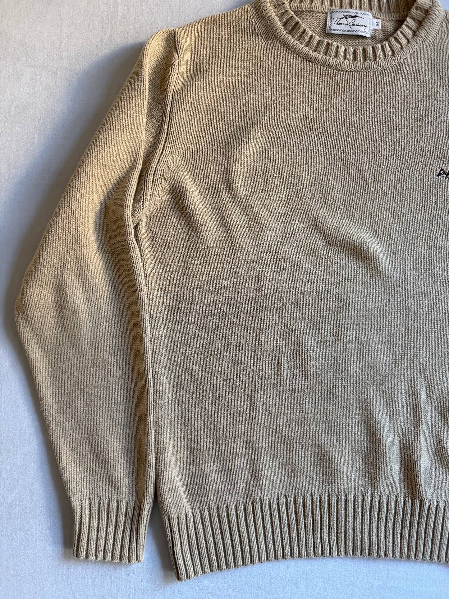 🧶 Pulover vintage Thomas Burberry – crem – Made in Spain – mărimea M