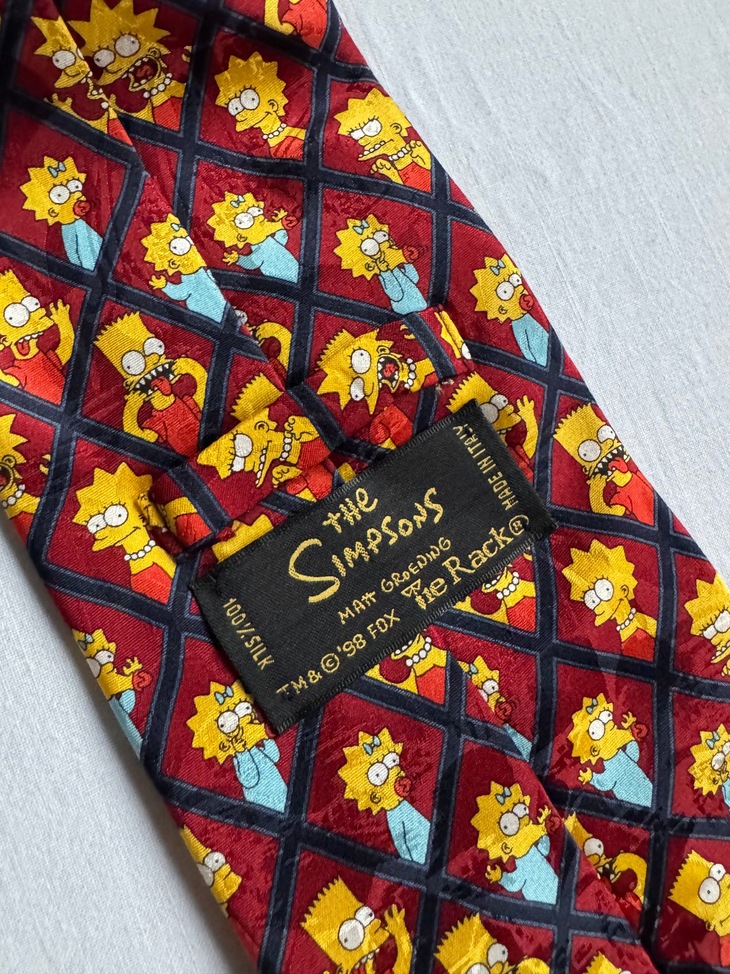 👔 Cravată Vintage 1998 din Mătase cu Graphic The Simpsons – Made in Italy
