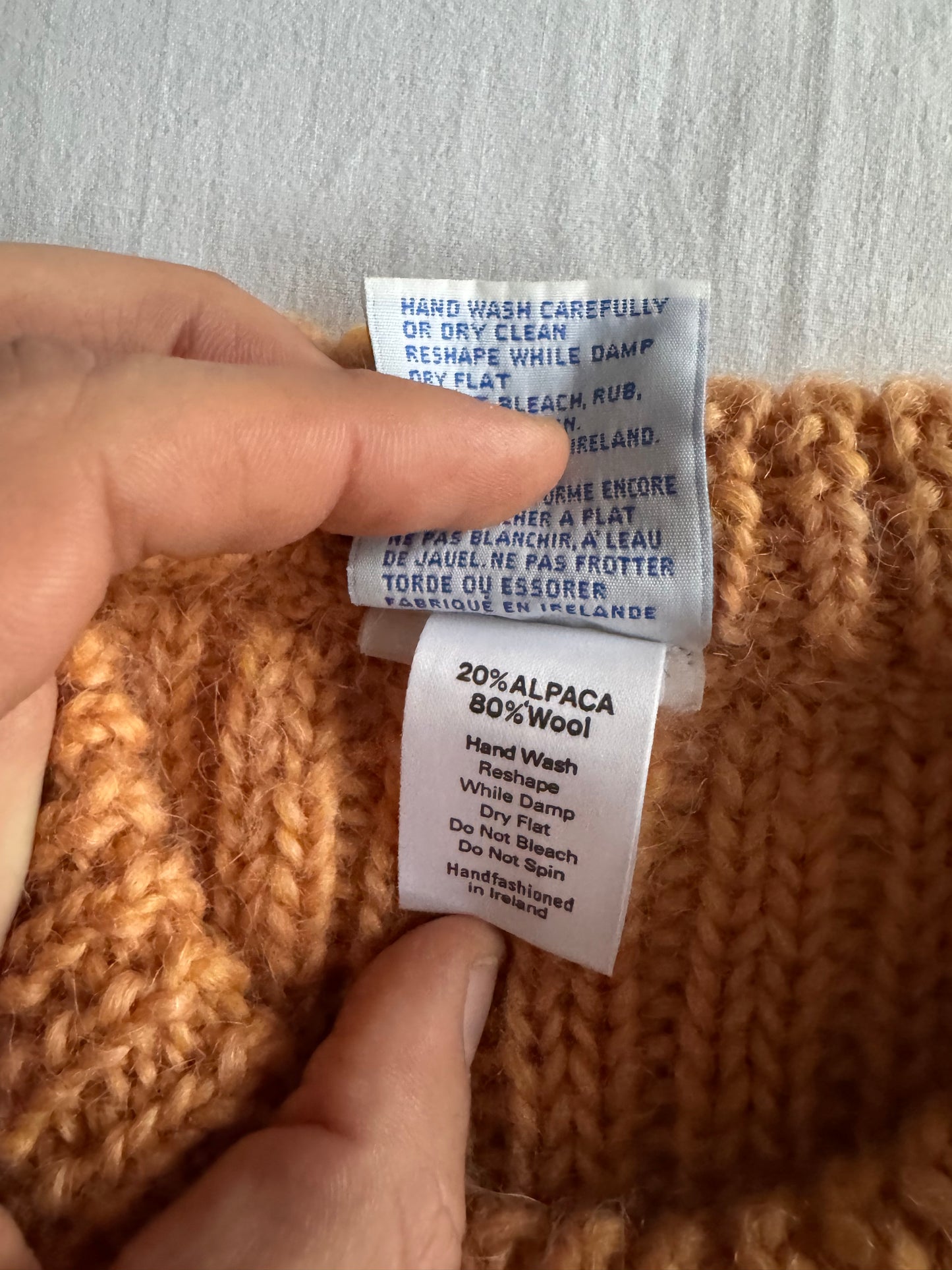 🍊 🧶 Pulover Vintage Bărbați Portocaliu Chunky din Lână și Alpaca – L