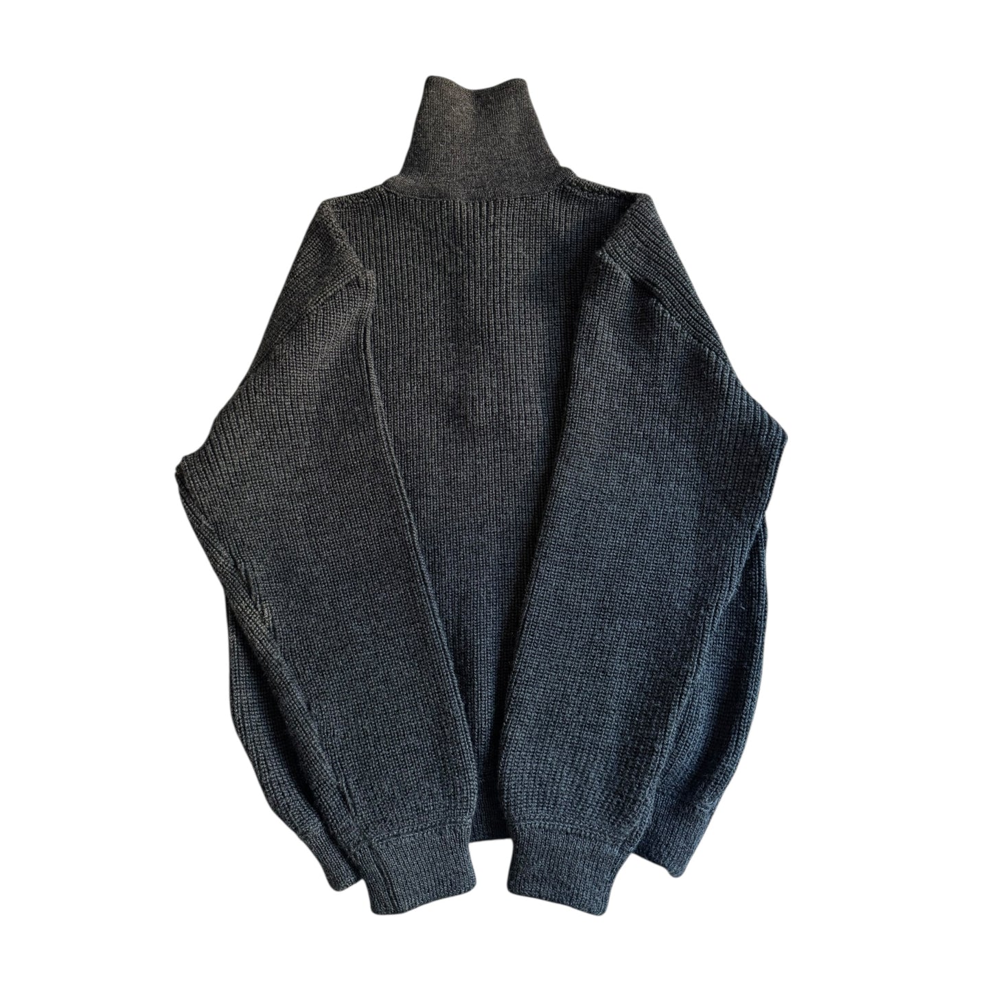 🎣 🧶 Pulover vintage fisherman quarter zip – gri închis – mărimea XL