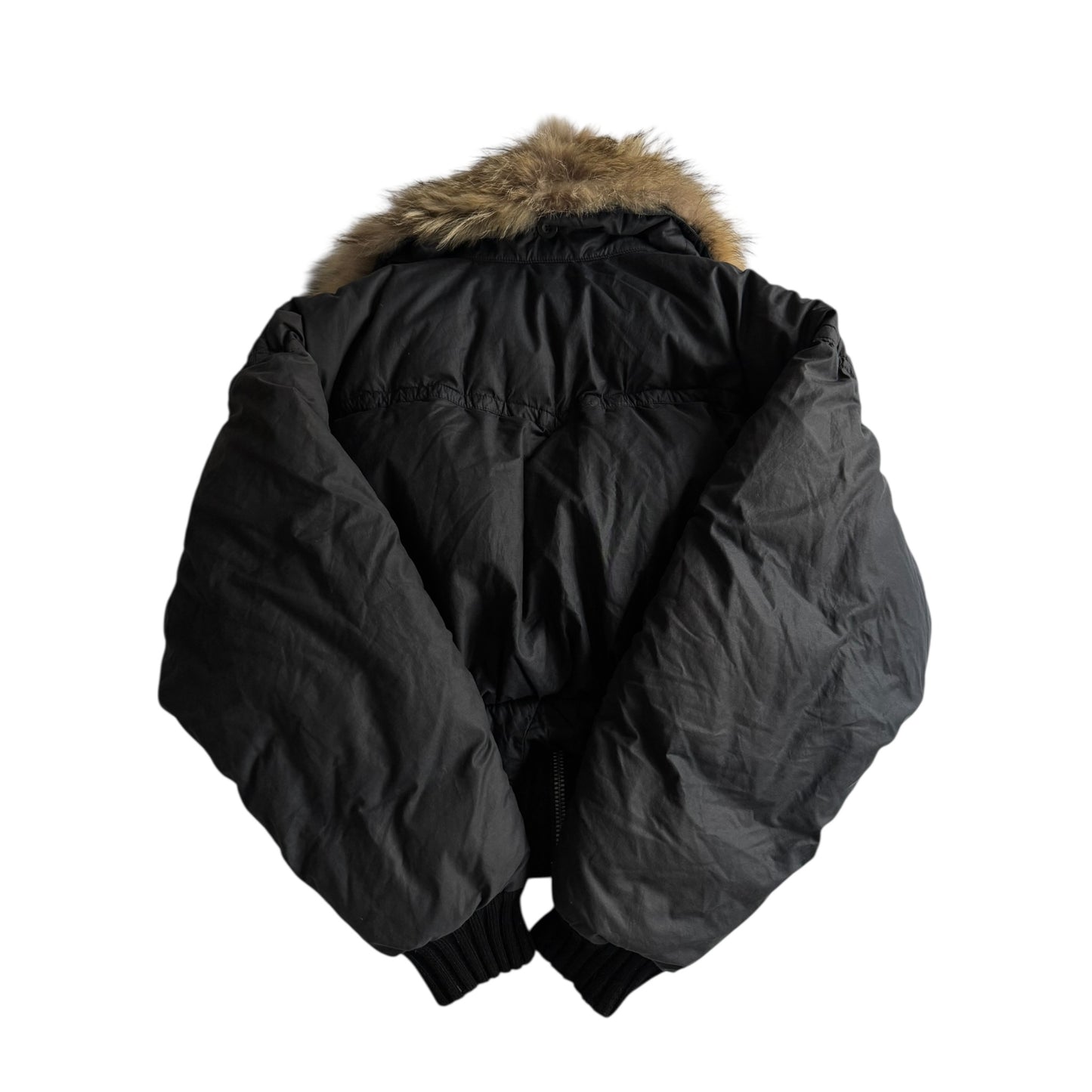 ⛷️ Geacă vintage Jet Set din puf natural cu guler din blană de raton – Made in Italy – mărime L