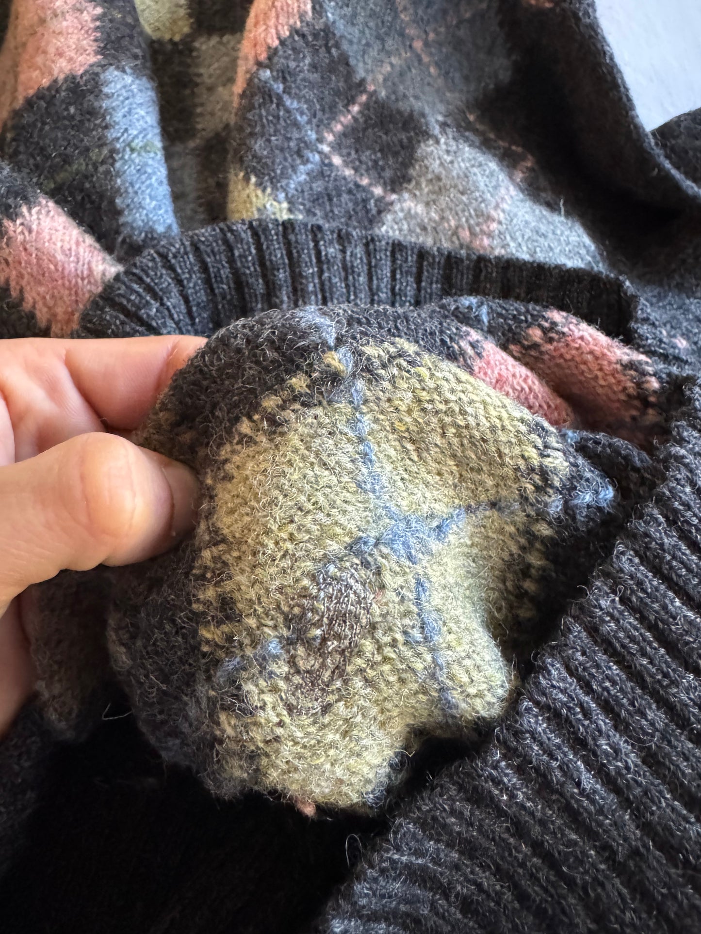 🧶 Pulover vintage cu model argyle – mărimea L (Made in Italy)