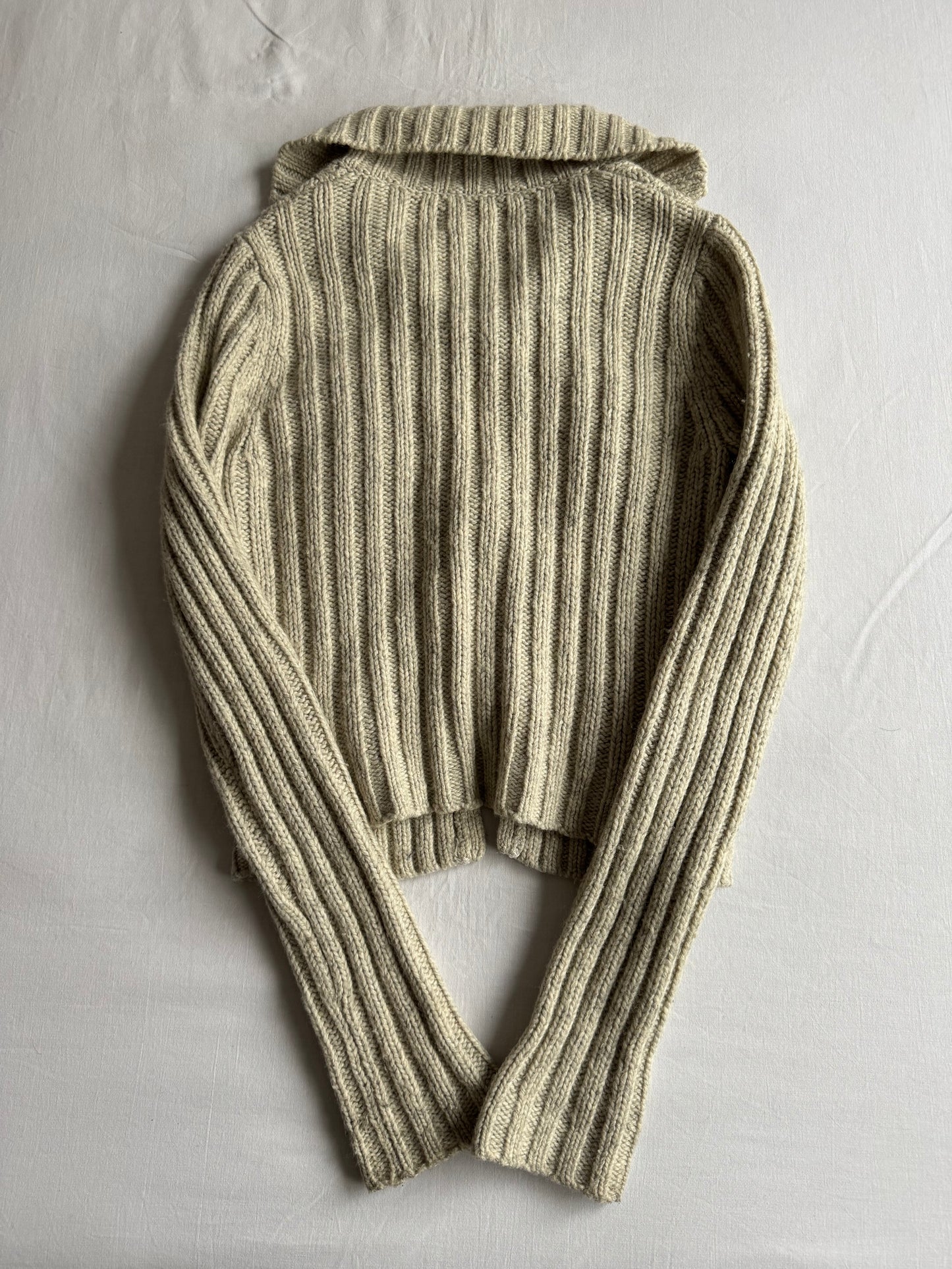 🧶 Cardigan Y2K Damă Abercrombie & Fitch Cable Knit din Lambswool Blend – M