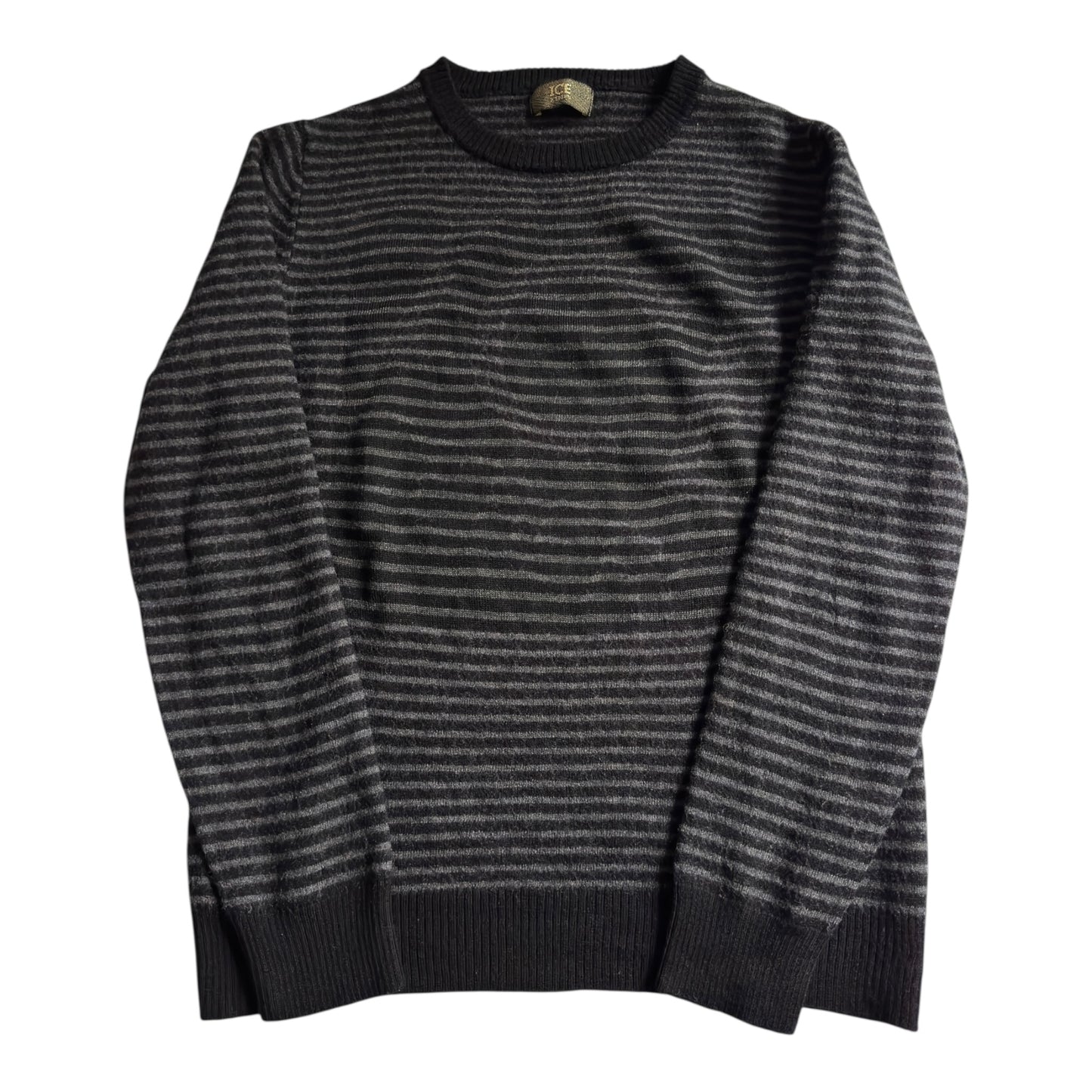 🧊 Iceberg Black Striped Jumper – Women’s S – Merino Wool