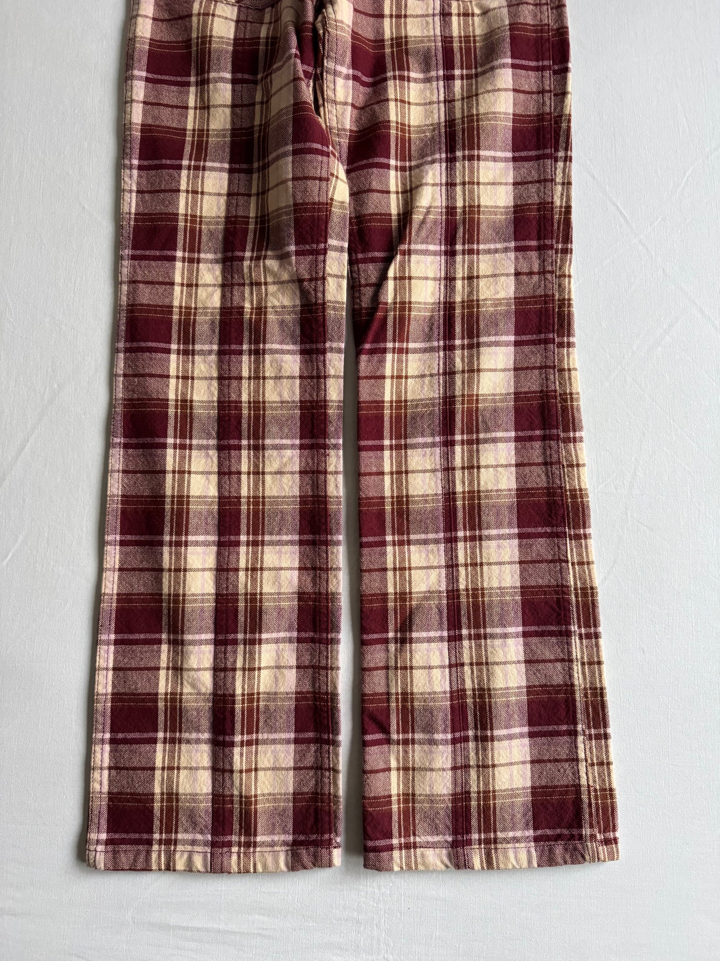 🎣 👖 Pantaloni Y2K Fishbone Flared în Carouri – XS Femei