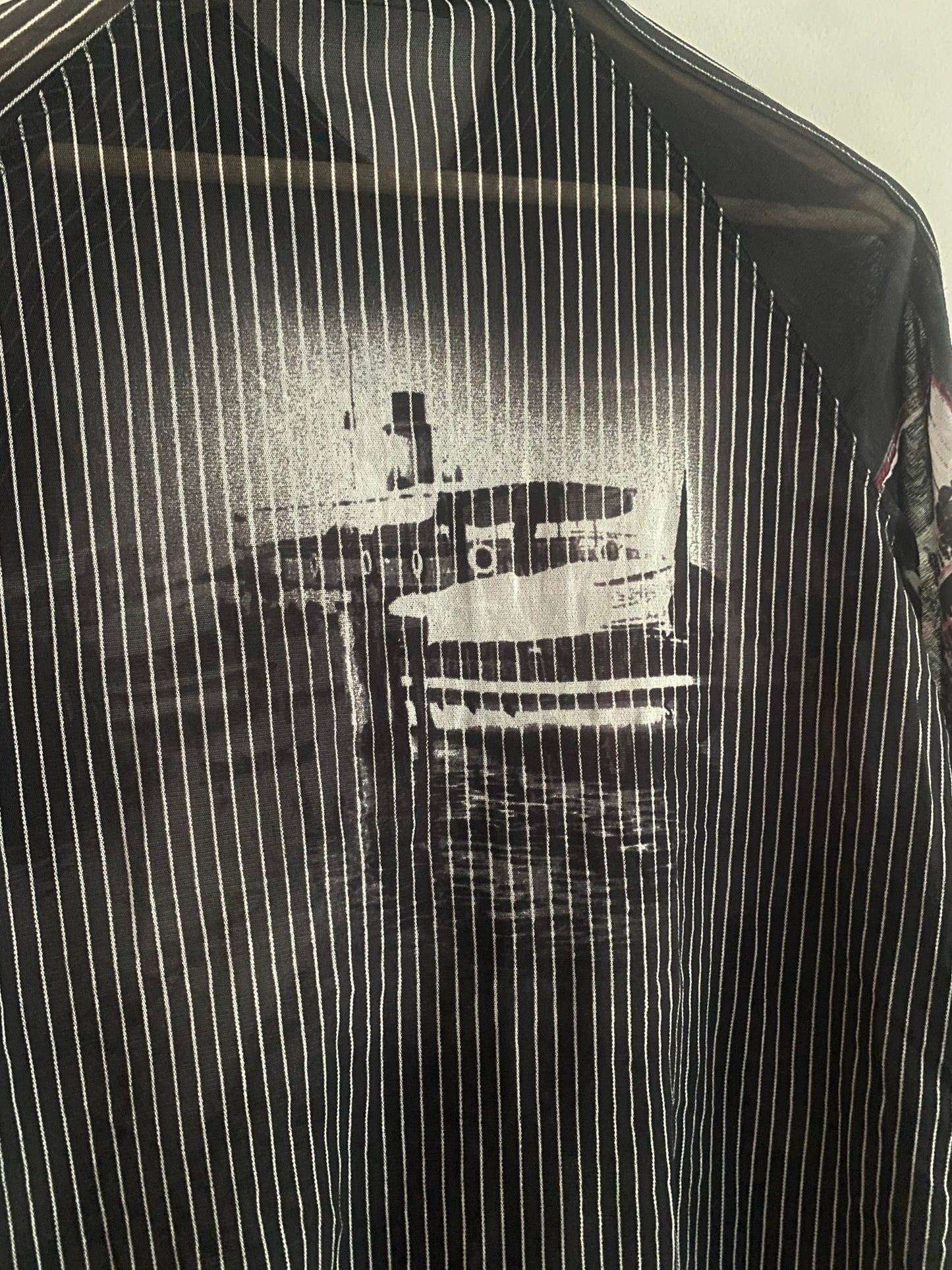 Top Vintage Y2K cu Mâneci Lungi și Fermoar – Mesh Print – IT 44 (Femei L