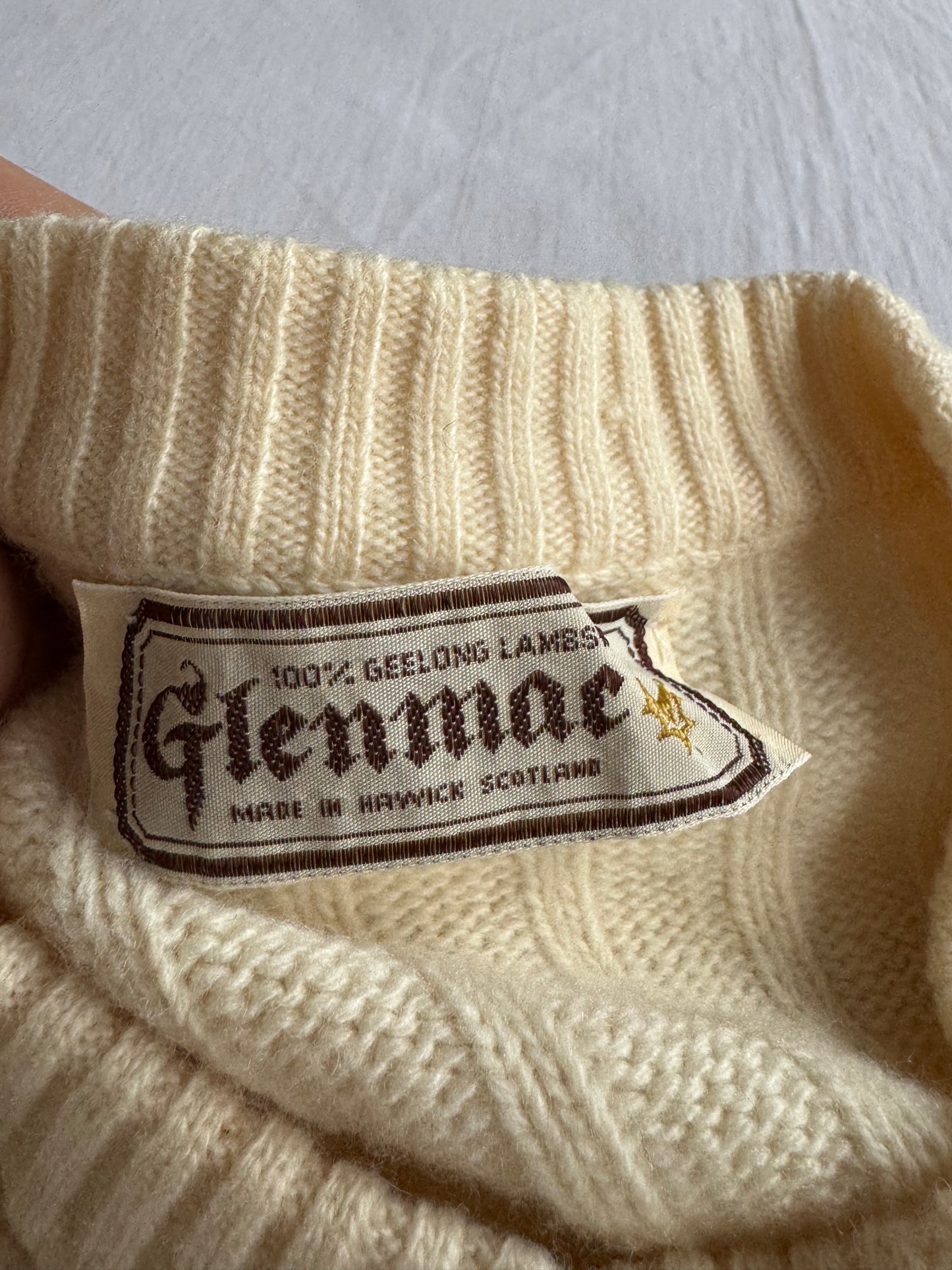 🧶 Cardigan Vintage Damă Alb Natural din Lână Geelong Lambswool – aprox. S / M