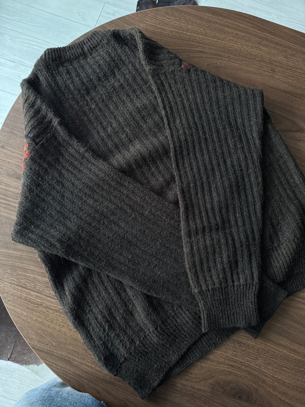 Pulover Alpaca şi Lână Maro Vintage Bărbați | Model Etnic | L (50)